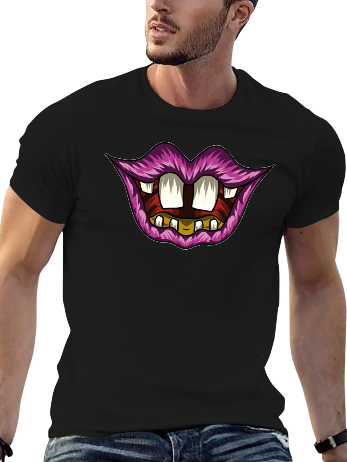 Funny Lips Graphic T-Shirt - Unique Design