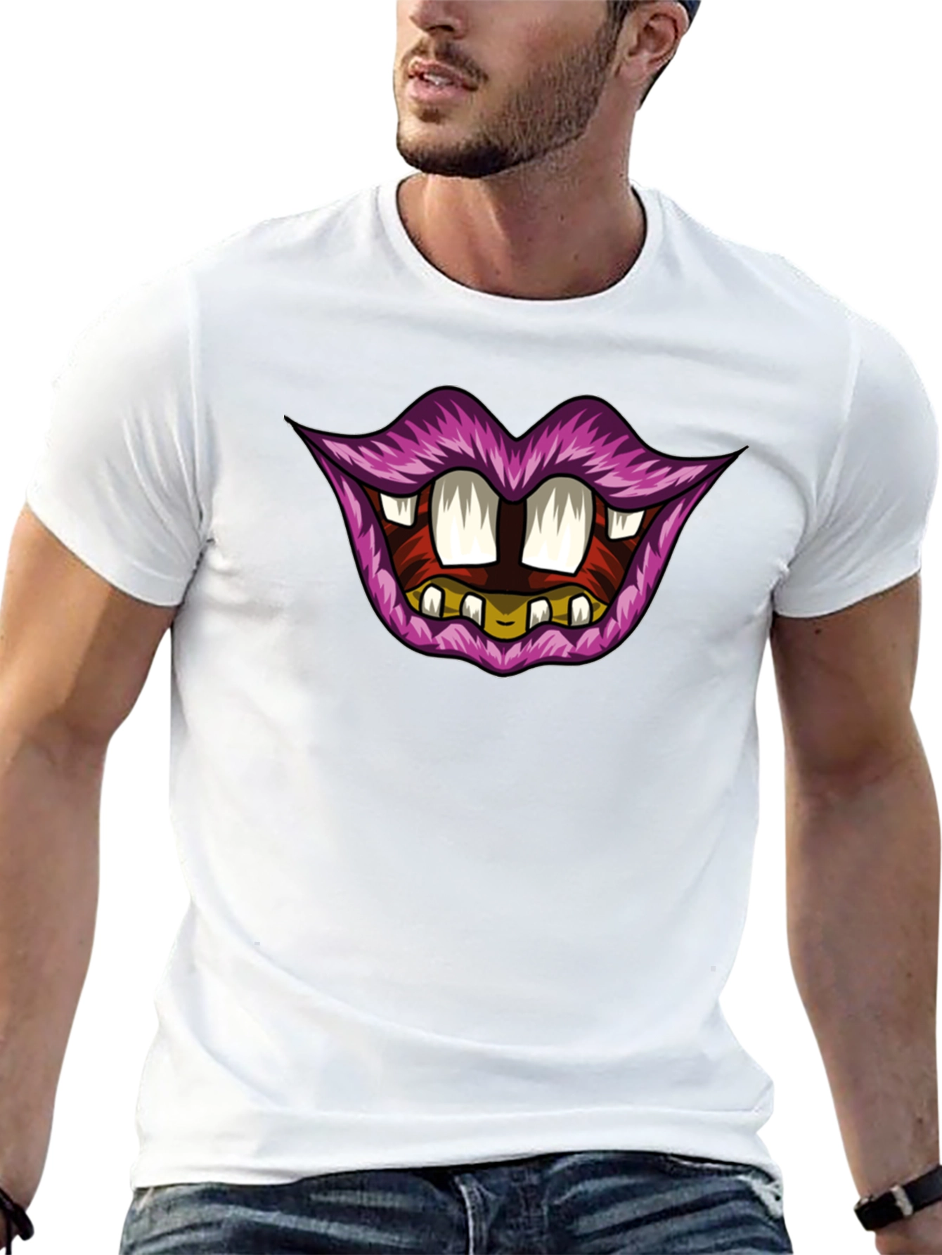 Funny Lips Graphic T-Shirt - Unique Design