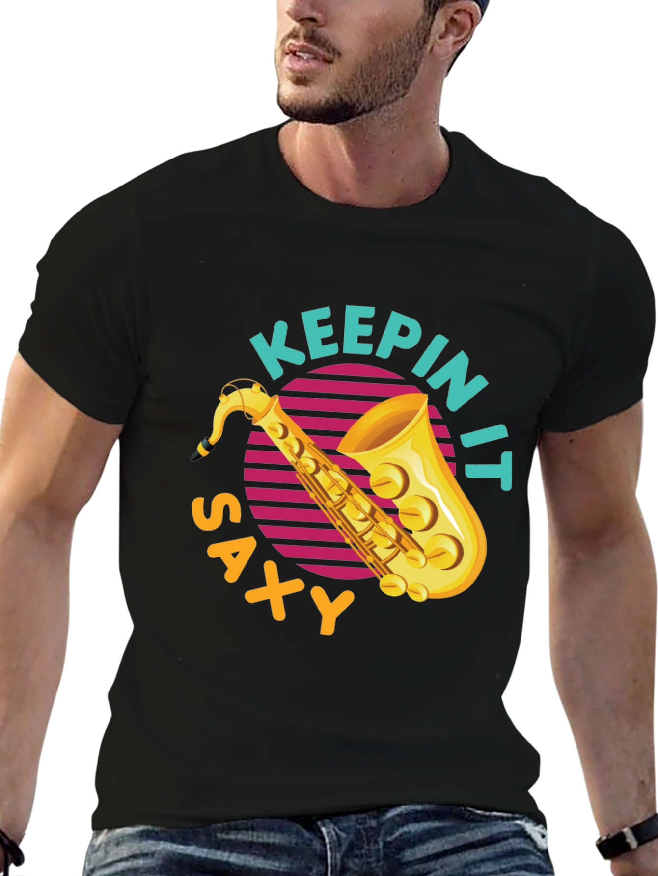 Keepin It Saxy T-Shirt - Cool Saxophone Graphic Tee