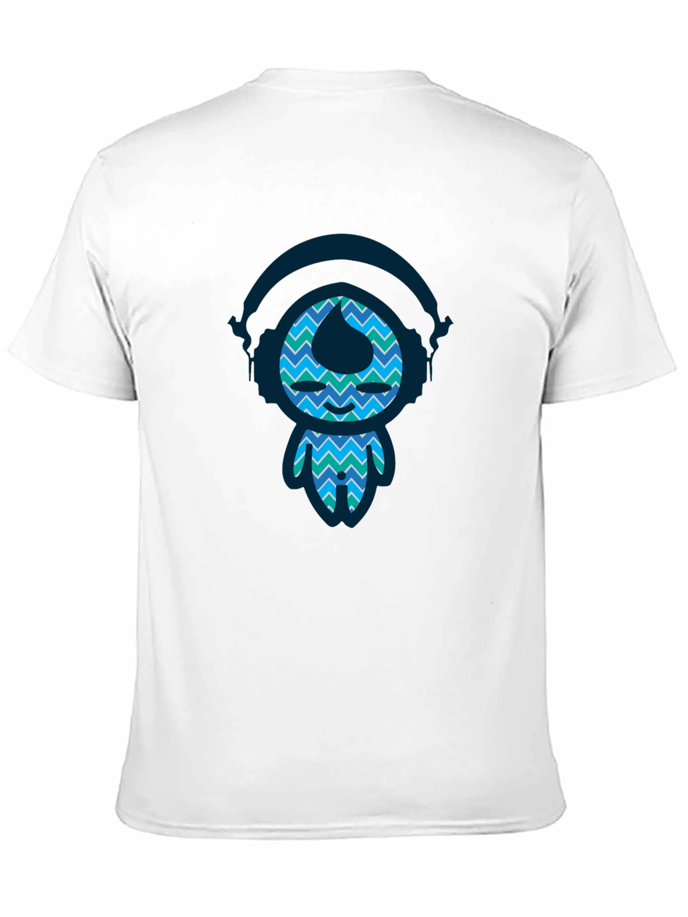 Funky Blue Pattern Character Black T-Shirt