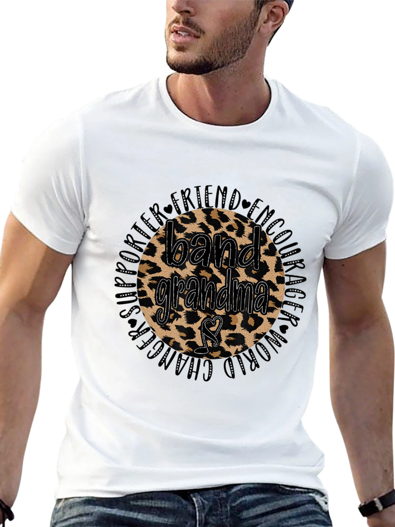 Band Grandma Leopard Print Graphic T-Shirt
