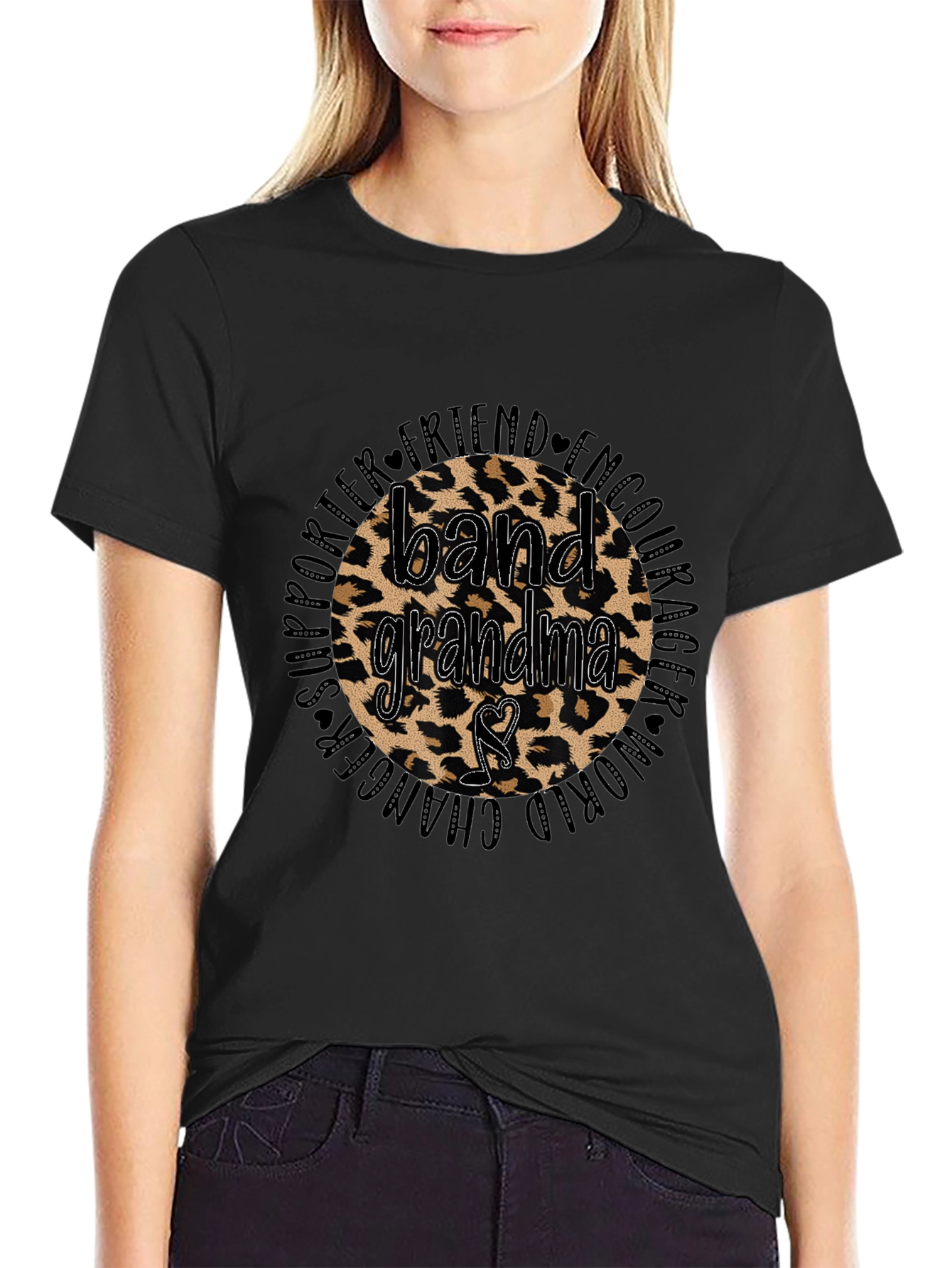 Band Grandma Leopard Print Graphic T-Shirt