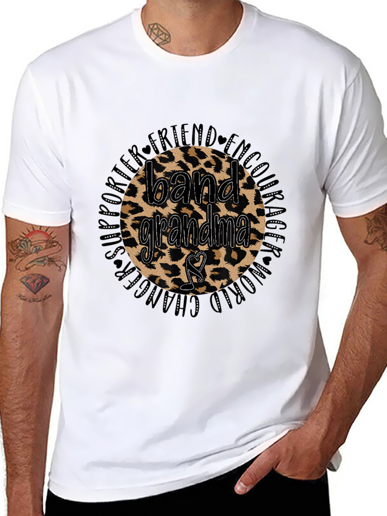 Band Grandma Leopard Print Graphic T-Shirt