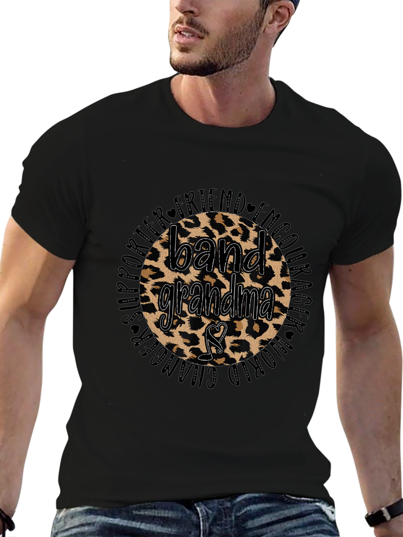 Band Grandma Leopard Print Graphic T-Shirt