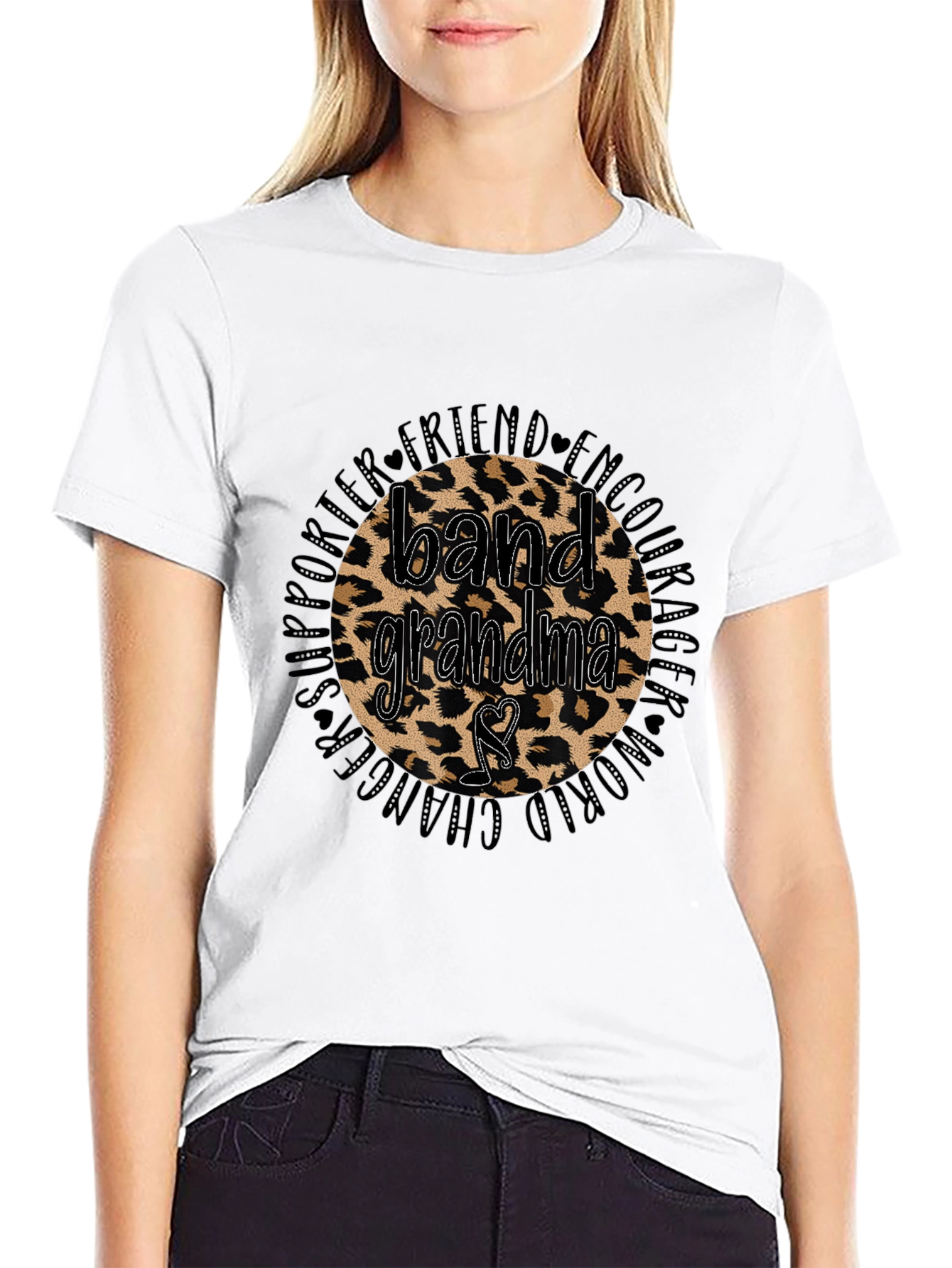 Band Grandma Leopard Print Graphic T-Shirt