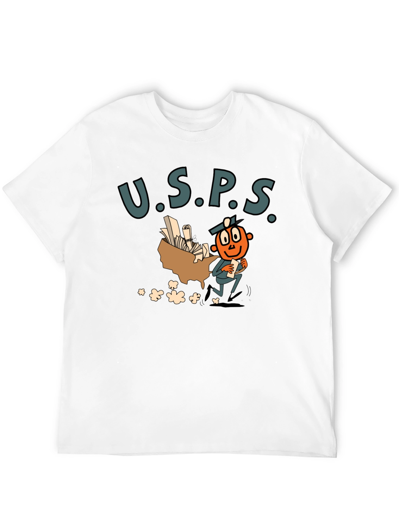 USPS Cartoon Graphic Black T-Shirt