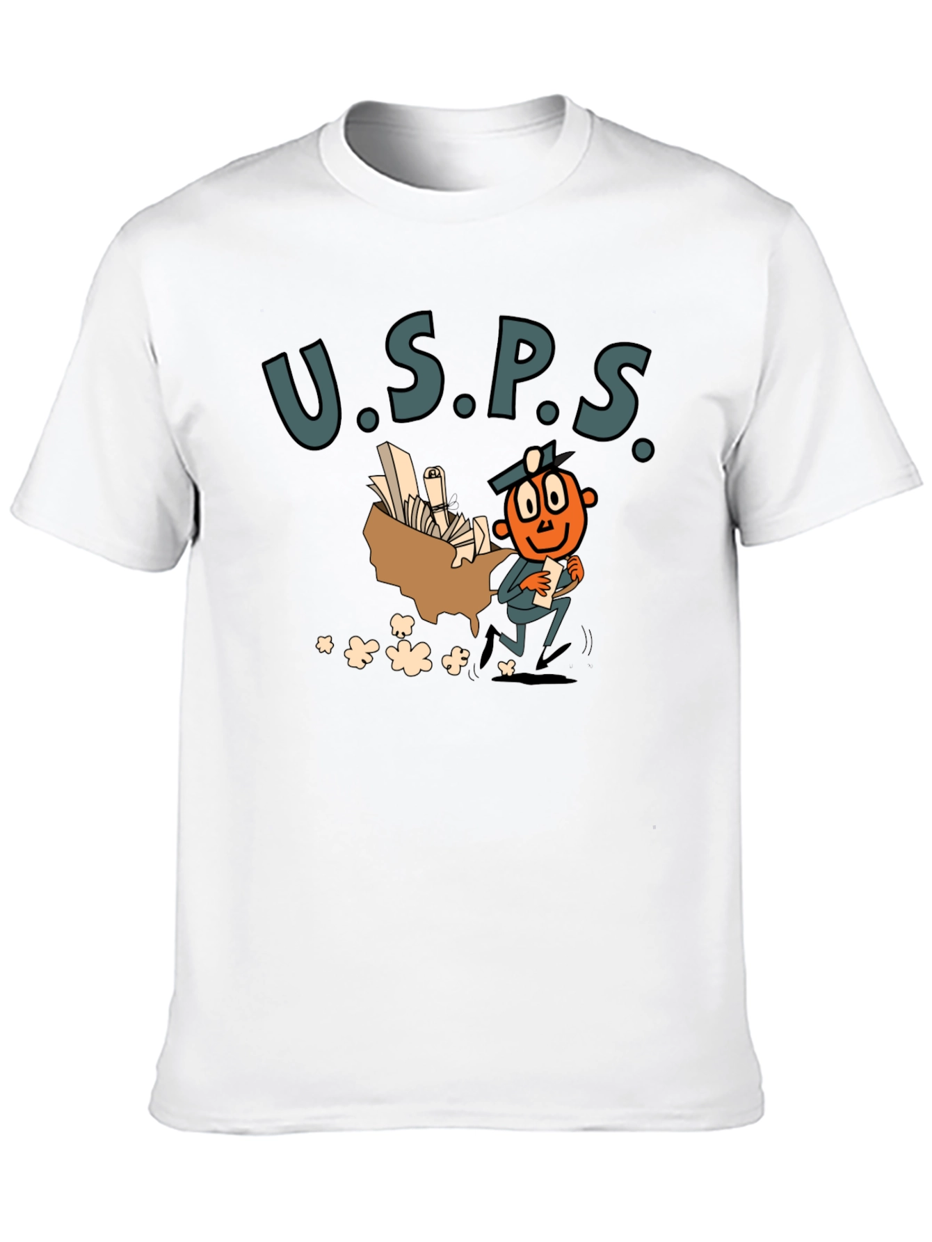 USPS Cartoon Graphic Black T-Shirt