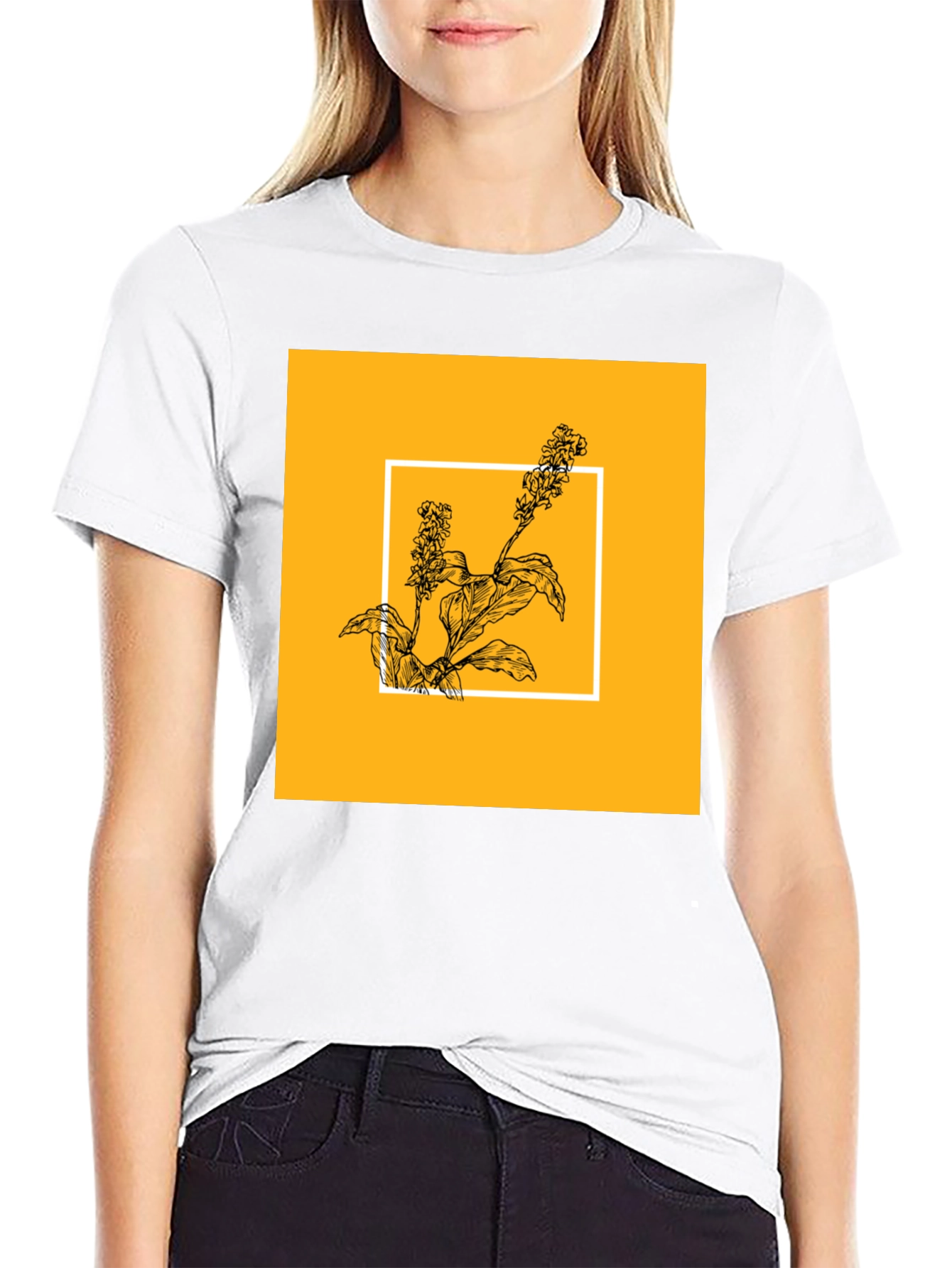 Botanical Graphic Tee - Black Cotton Shirt