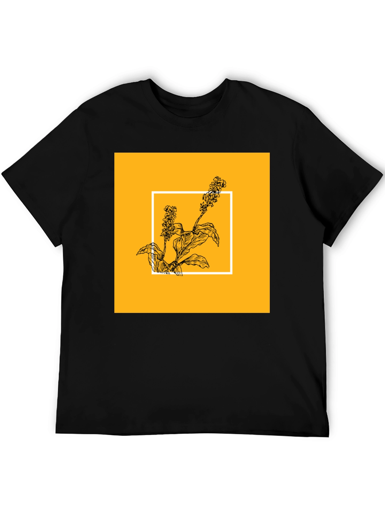 Botanical Graphic Tee - Black Cotton Shirt