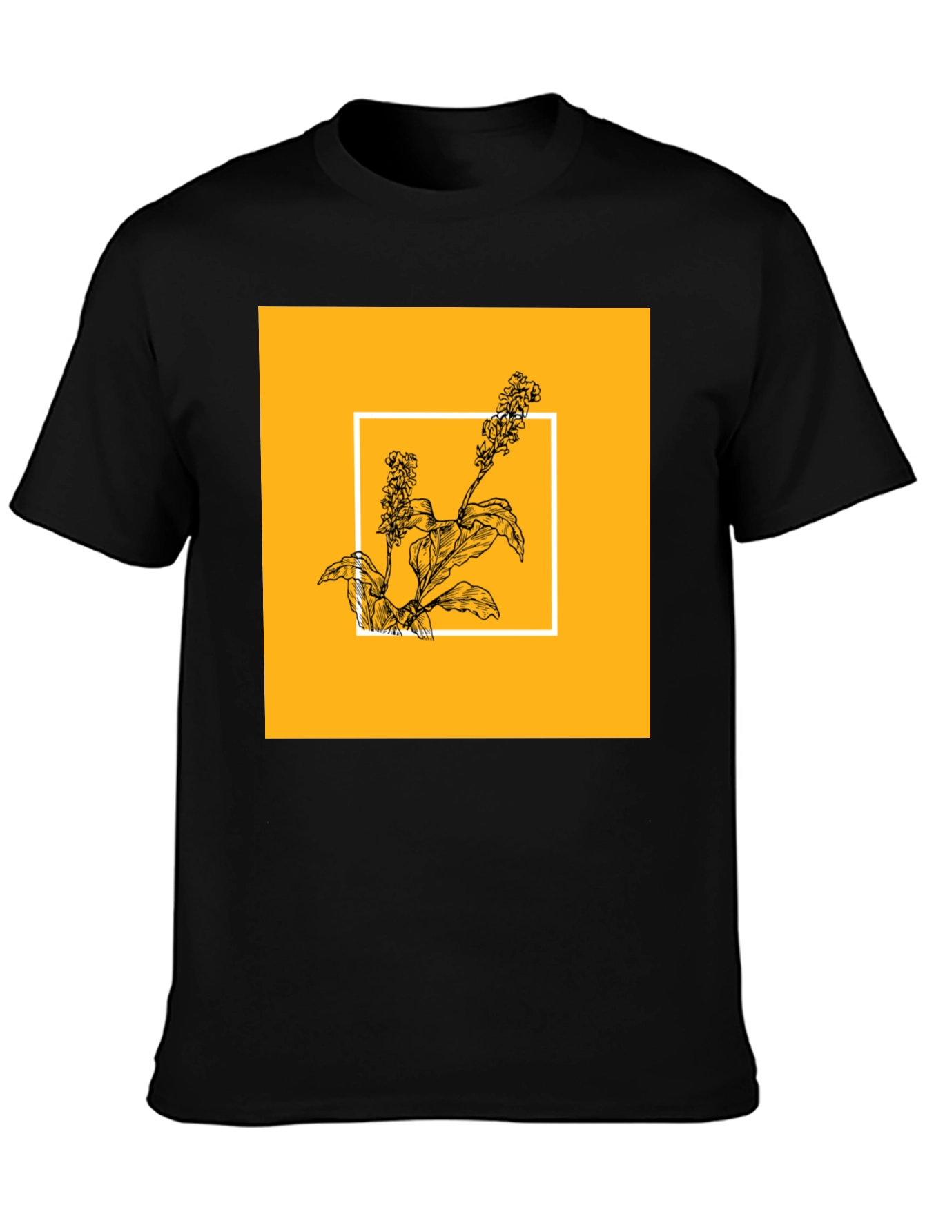 Botanical Graphic Tee - Black Cotton Shirt
