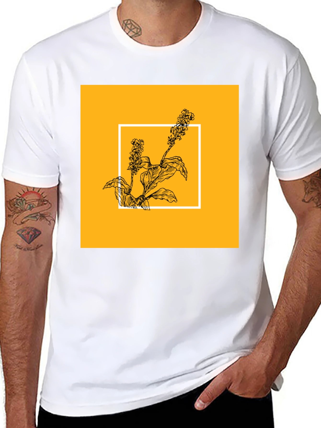 Botanical Graphic Tee - Black Cotton Shirt