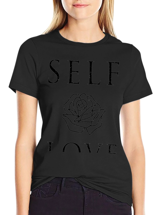 Self Love Rose Graphic Black T-Shirt