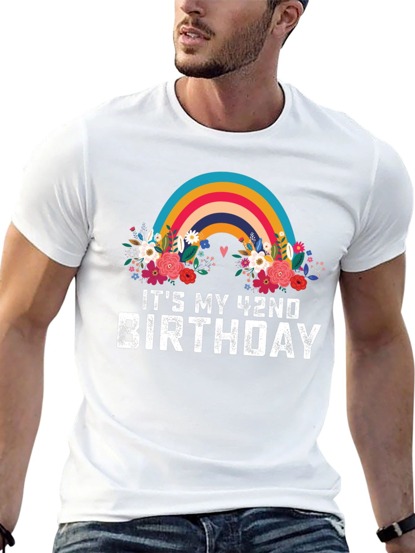 Its My 42nd Birthday Rainbow Floral T-Shirt