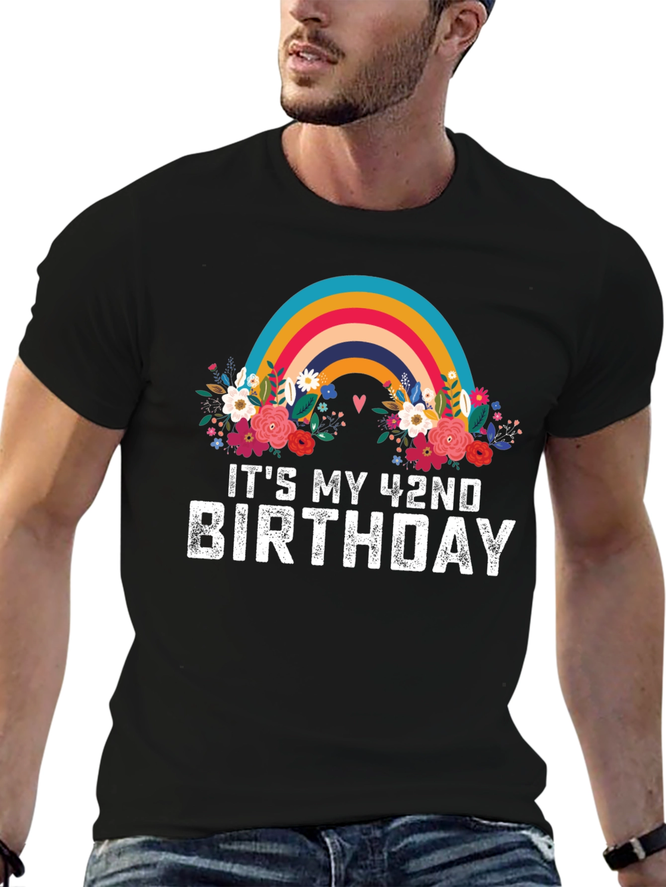 Its My 42nd Birthday Rainbow Floral T-Shirt