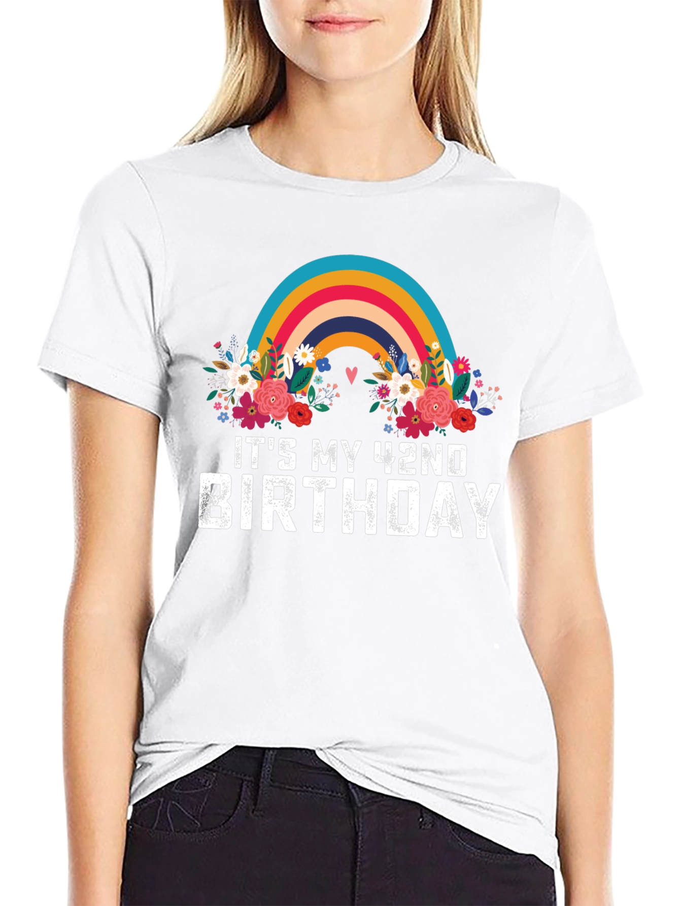 Its My 42nd Birthday Rainbow Floral T-Shirt