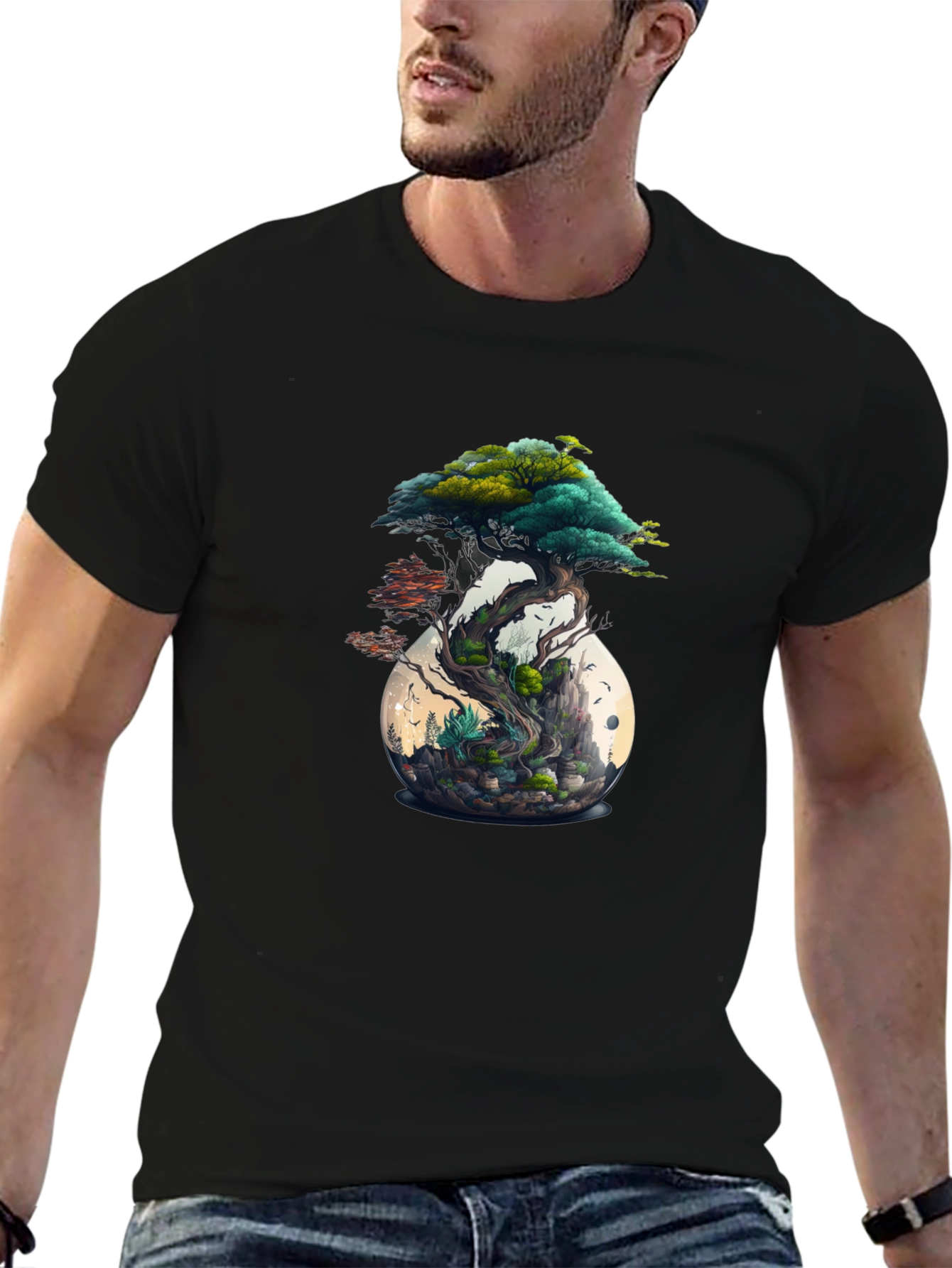 Bonsai Tree Terrarium Graphic Tee - Nature Inspired Style