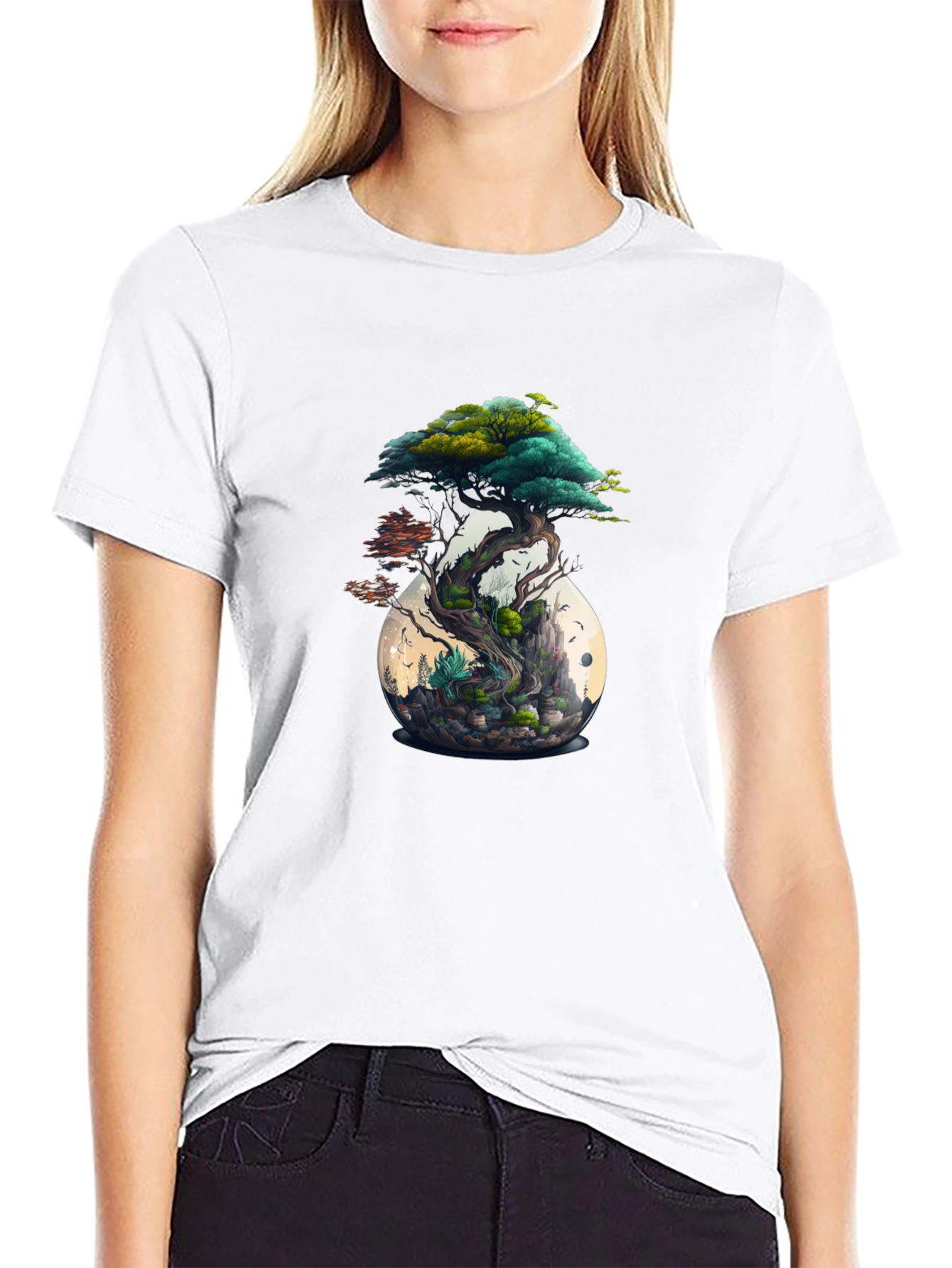 Bonsai Tree Terrarium Graphic Tee - Nature Inspired Style