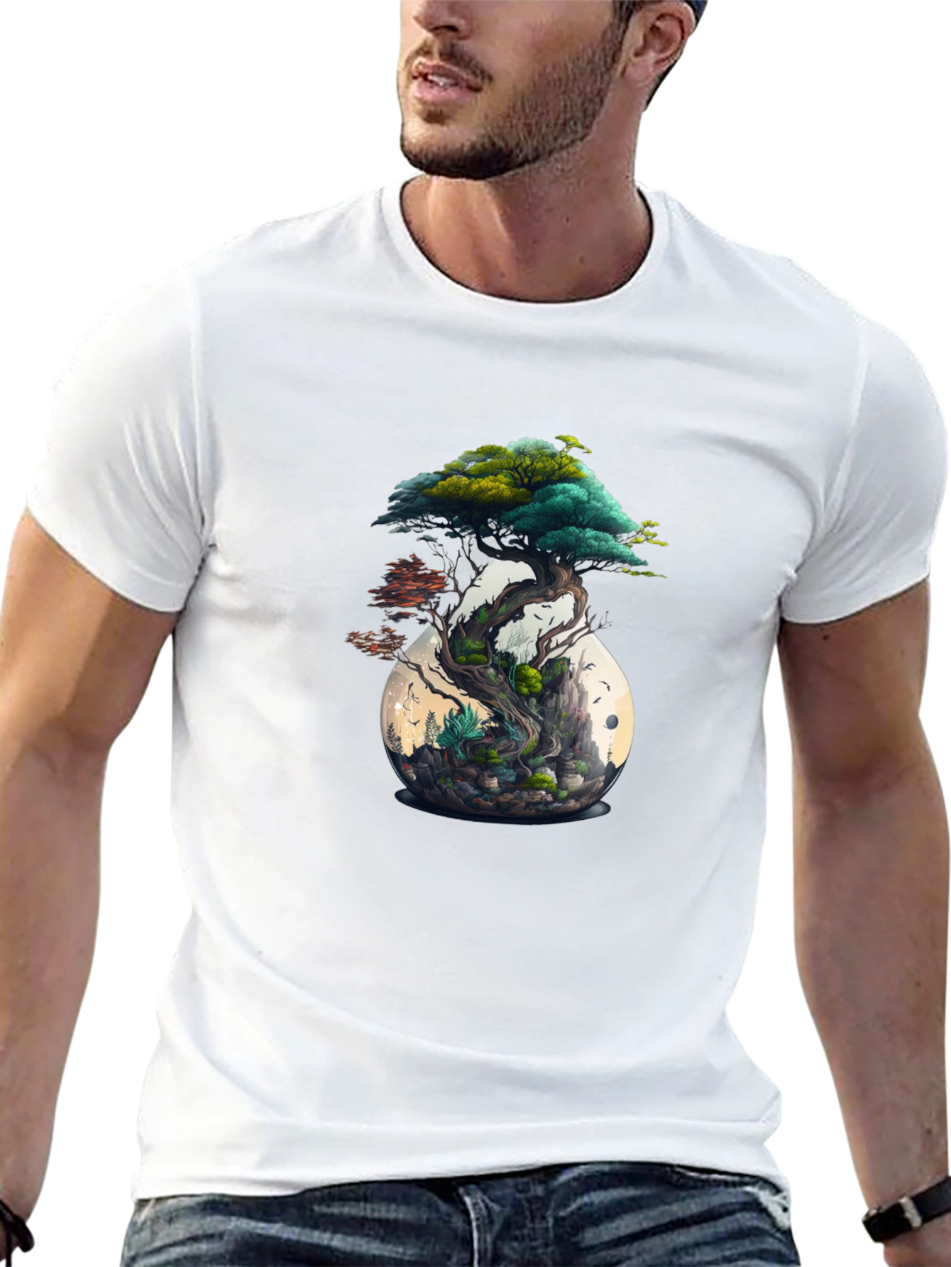 Bonsai Tree Terrarium Graphic Tee - Nature Inspired Style