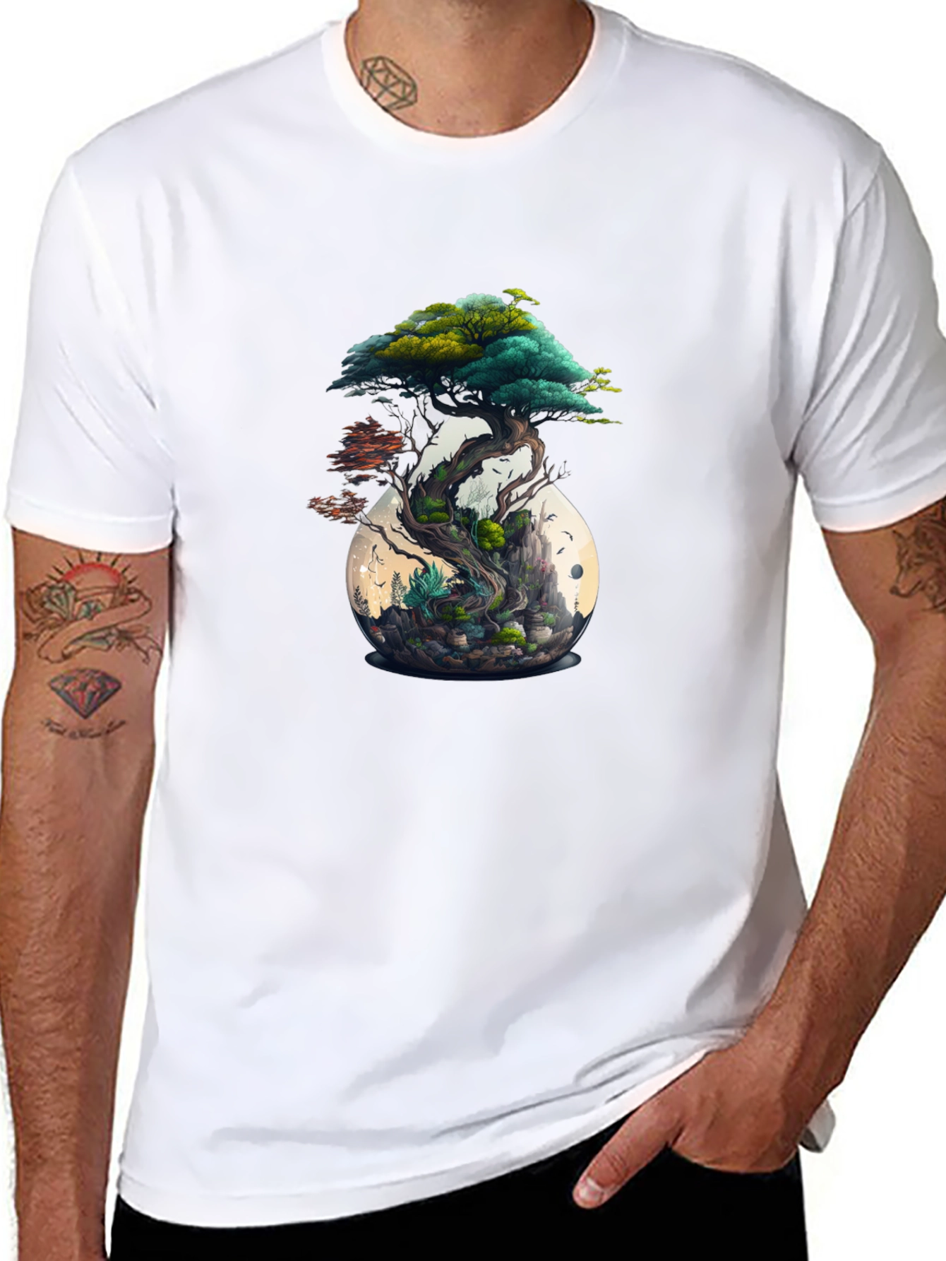 Bonsai Tree Terrarium Graphic Tee - Nature Inspired Style