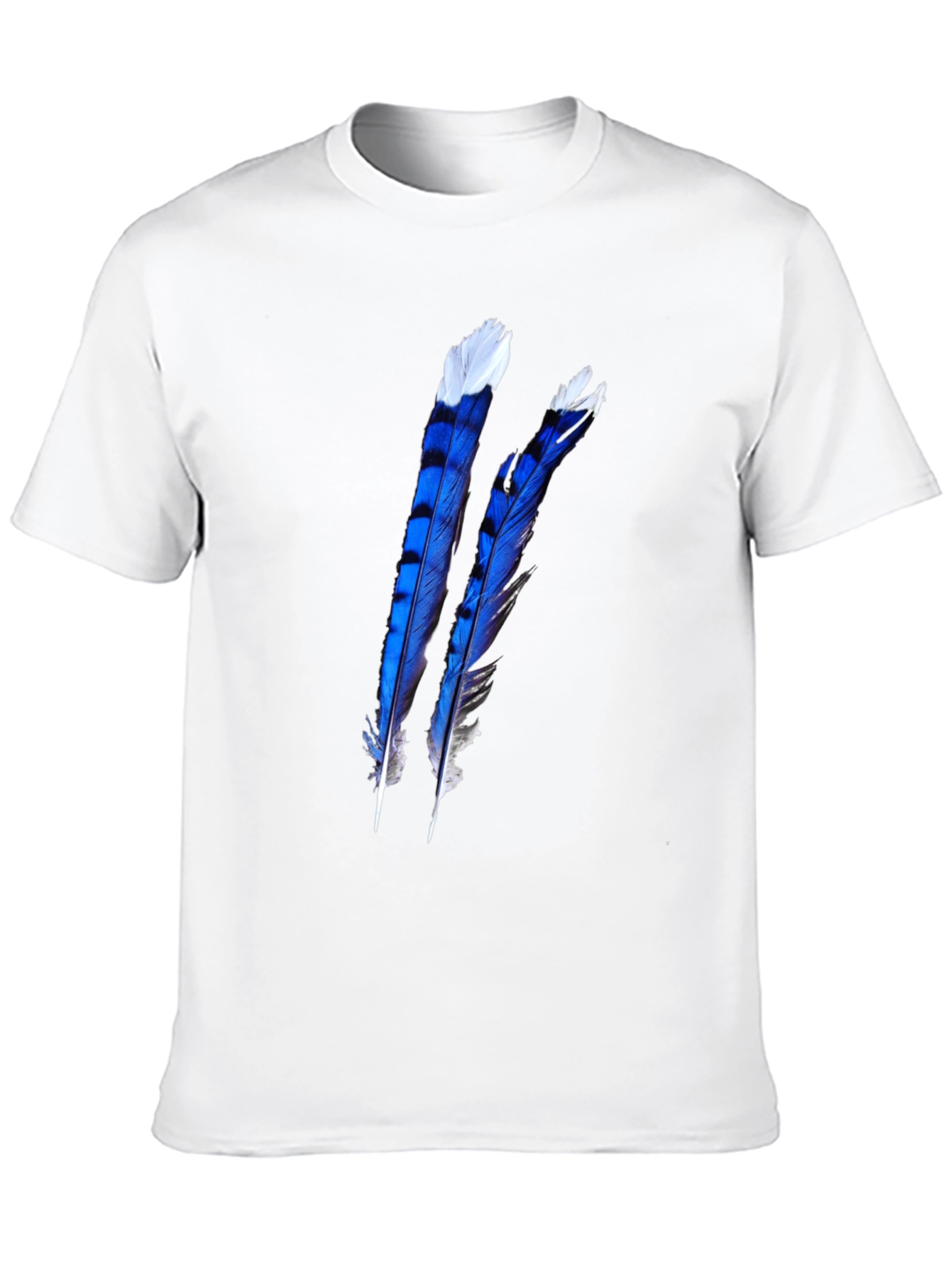 Blue Feather Graphic Black T-Shirt