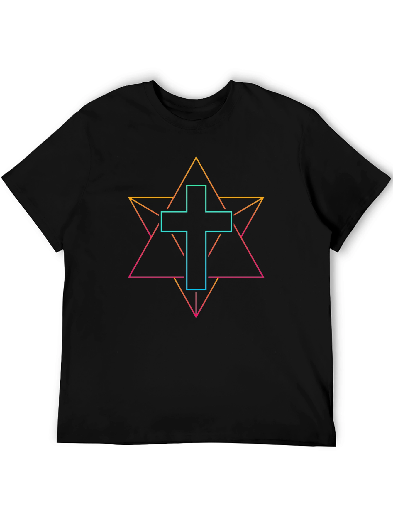 Neon Geometric Cross T-Shirt