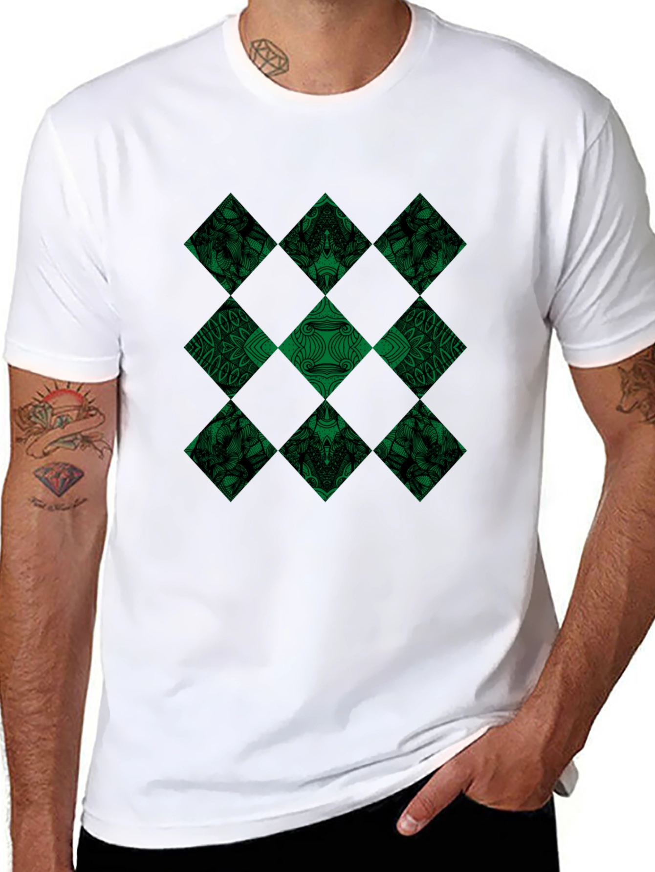 Diamond Pattern Black T-Shirt