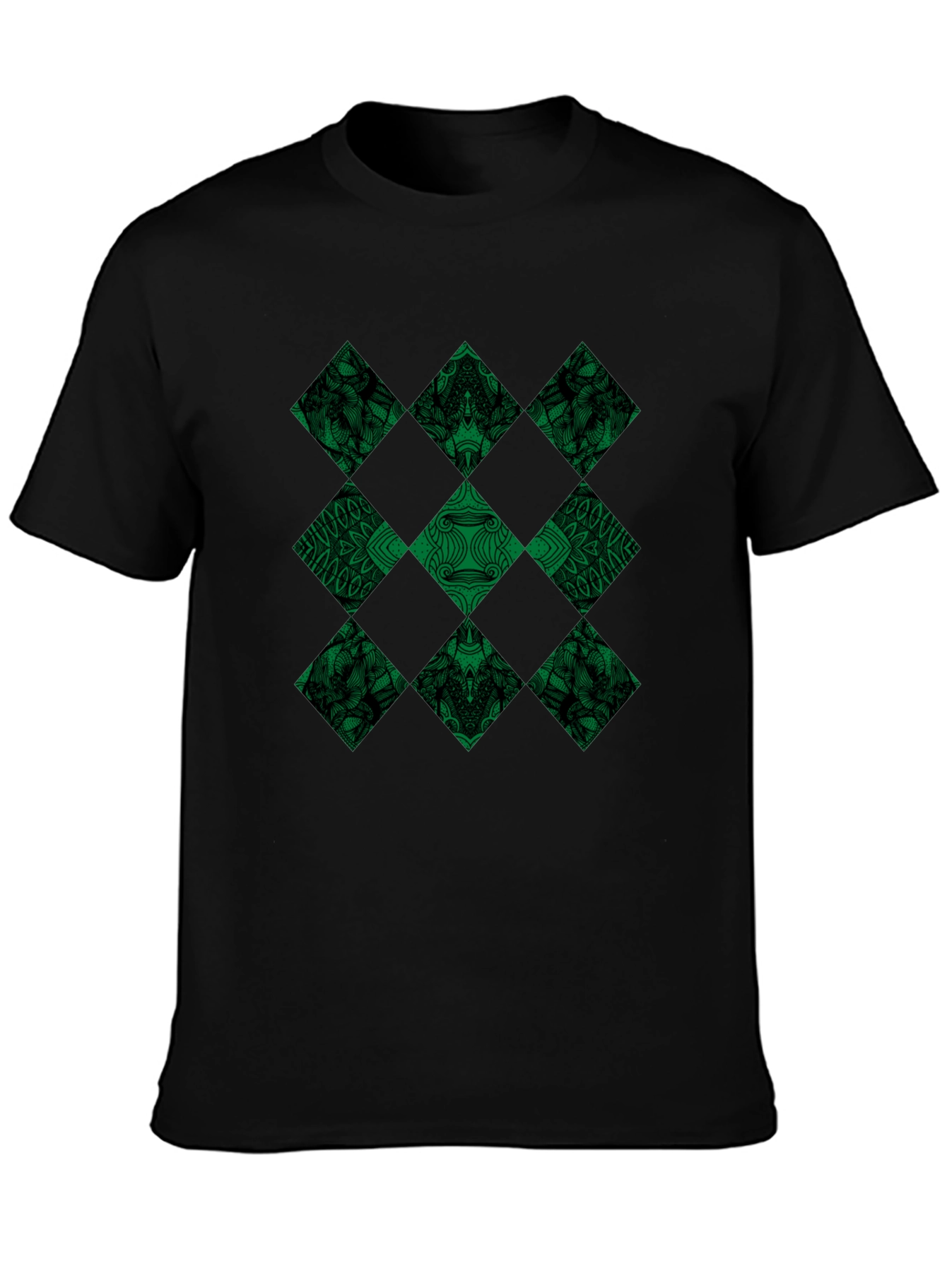 Diamond Pattern Black T-Shirt