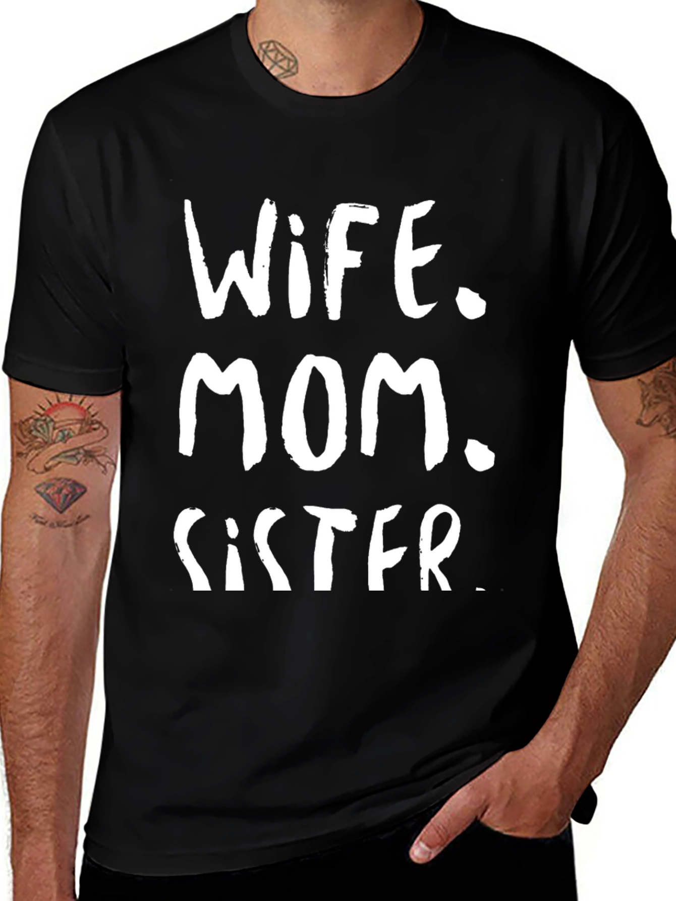 Wife Mom Sister Graphic Tee - Black T-Shirt