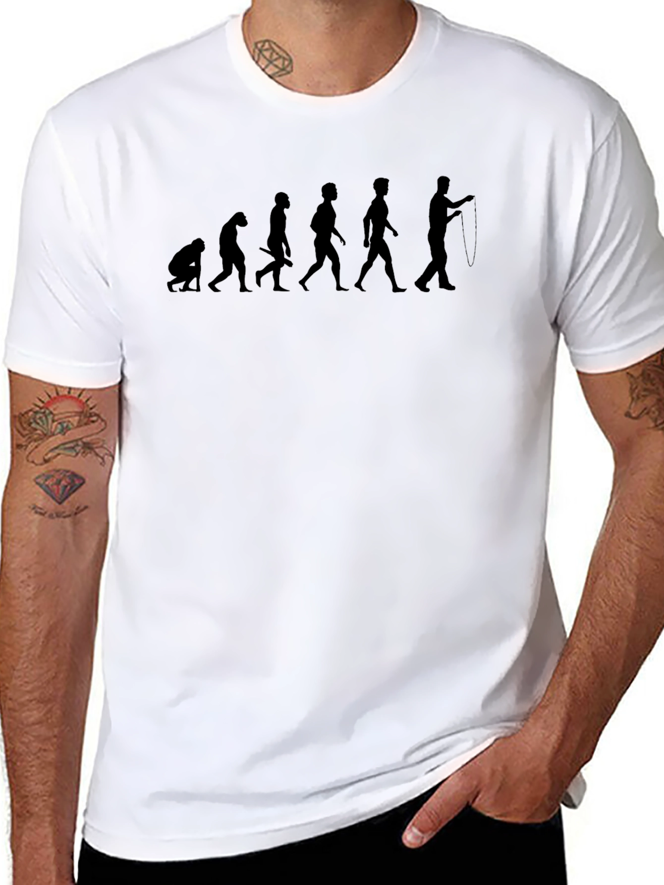 Evolution of Fishing Black T-Shirt