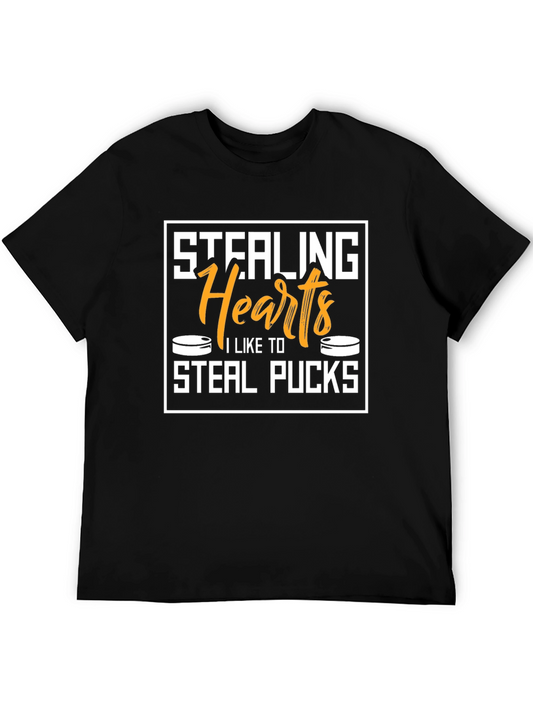 Stealing Hearts Steal Pucks Black Graphic Tee