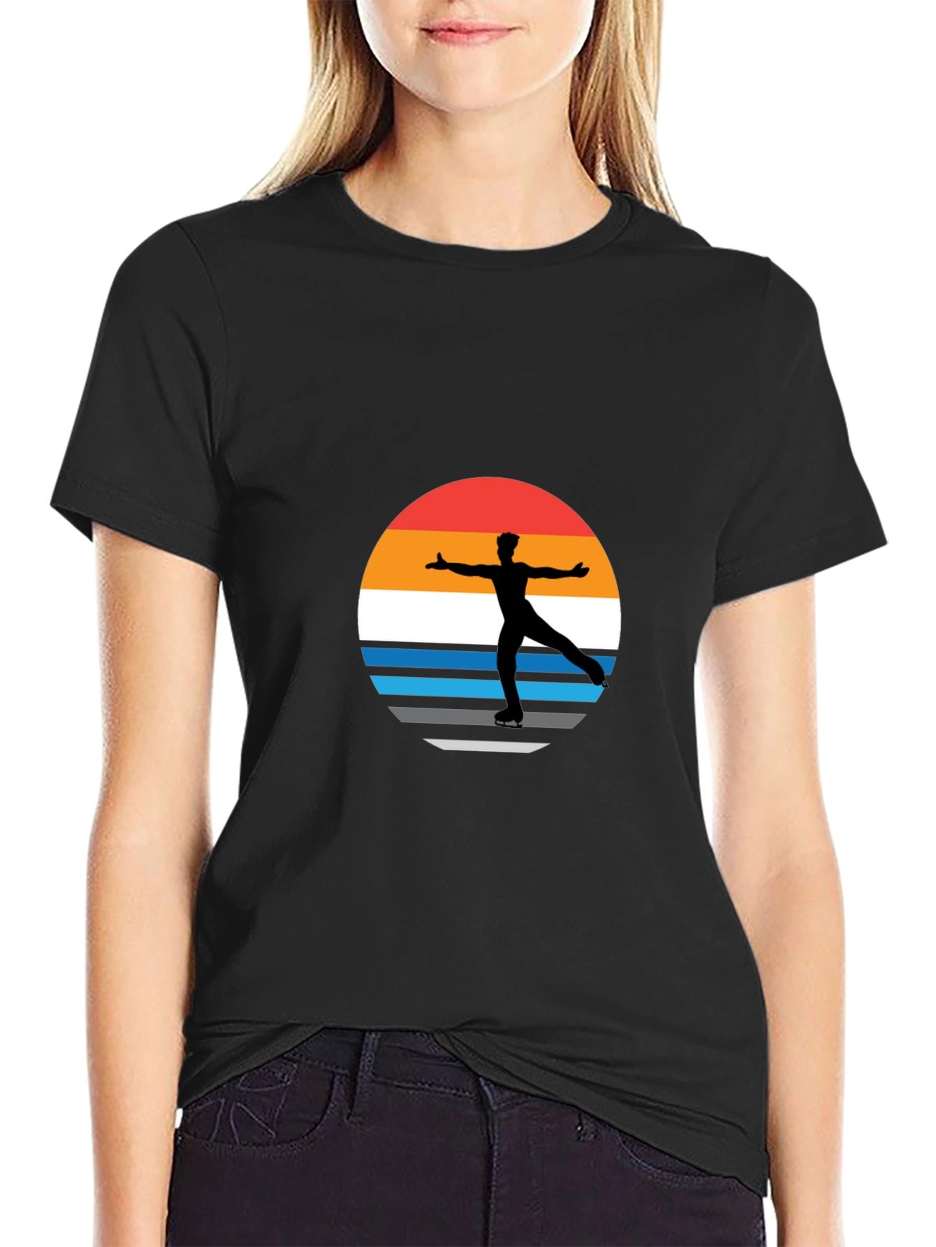 Figure Skater Retro Sunset Graphic Tee