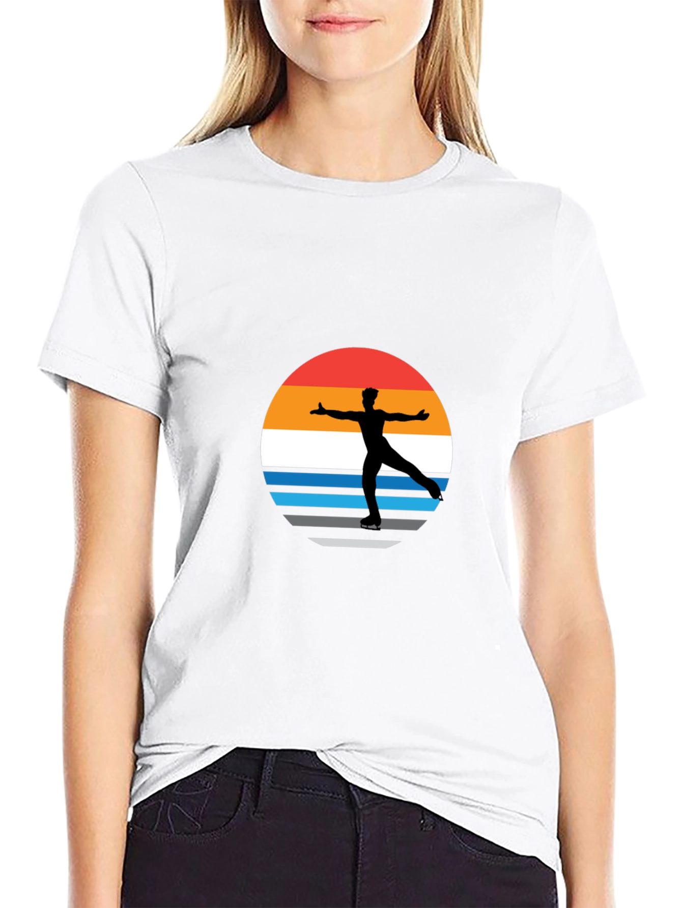 Figure Skater Retro Sunset Graphic Tee
