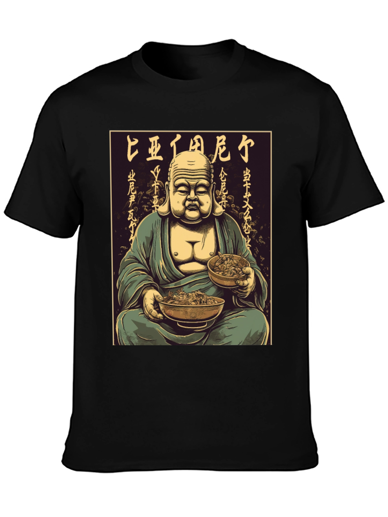 Buddha Bowl T-Shirt - Meditating Monk Graphic Tee