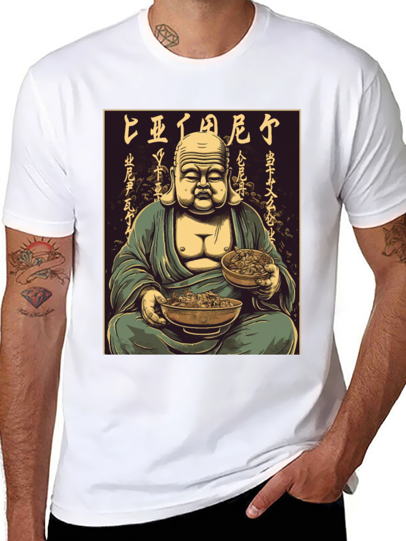 Buddha Bowl T-Shirt - Meditating Monk Graphic Tee