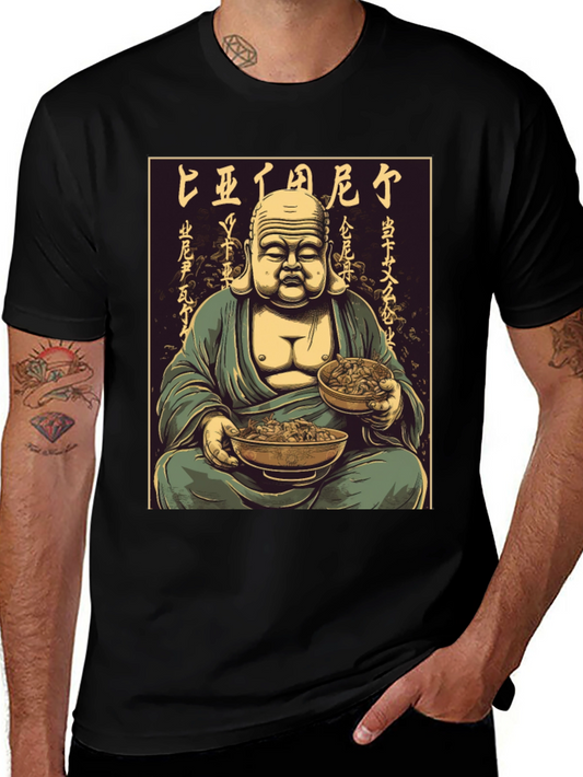 Buddha Bowl T-Shirt - Meditating Monk Graphic Tee