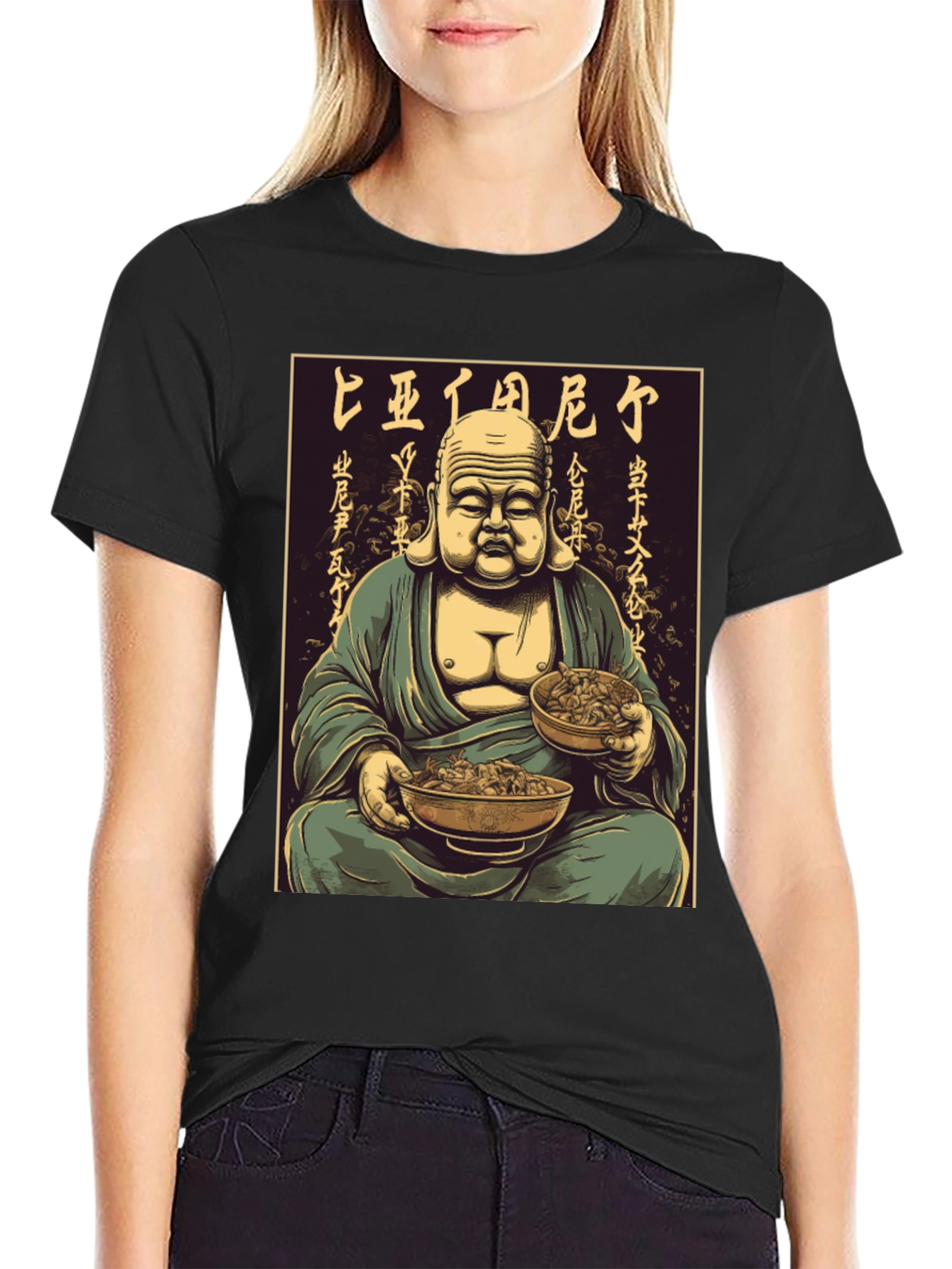 Buddha Bowl T-Shirt - Meditating Monk Graphic Tee