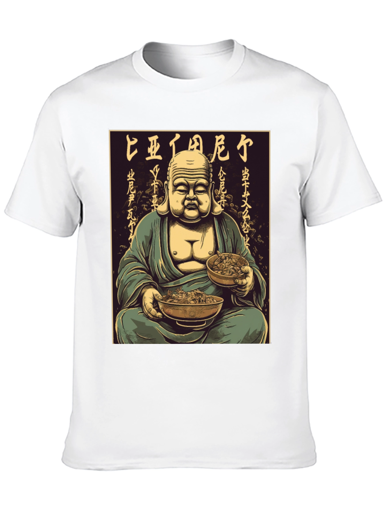 Buddha Bowl T-Shirt - Meditating Monk Graphic Tee