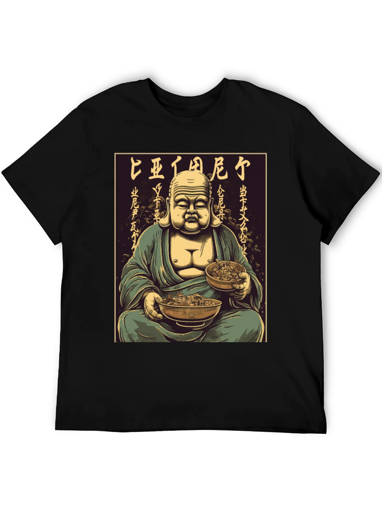 Buddha Bowl T-Shirt - Meditating Monk Graphic Tee