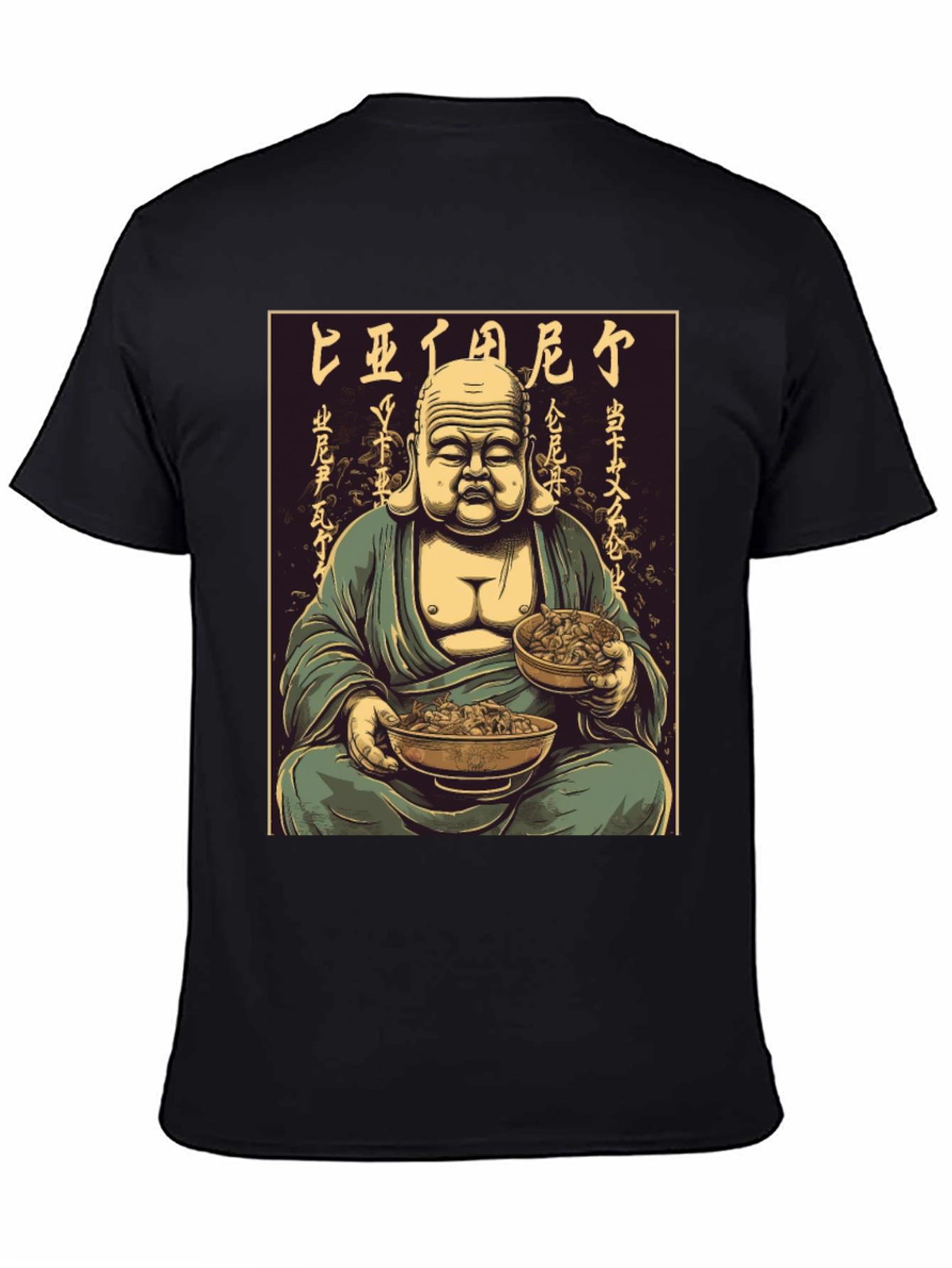 Buddha Bowl T-Shirt - Meditating Monk Graphic Tee