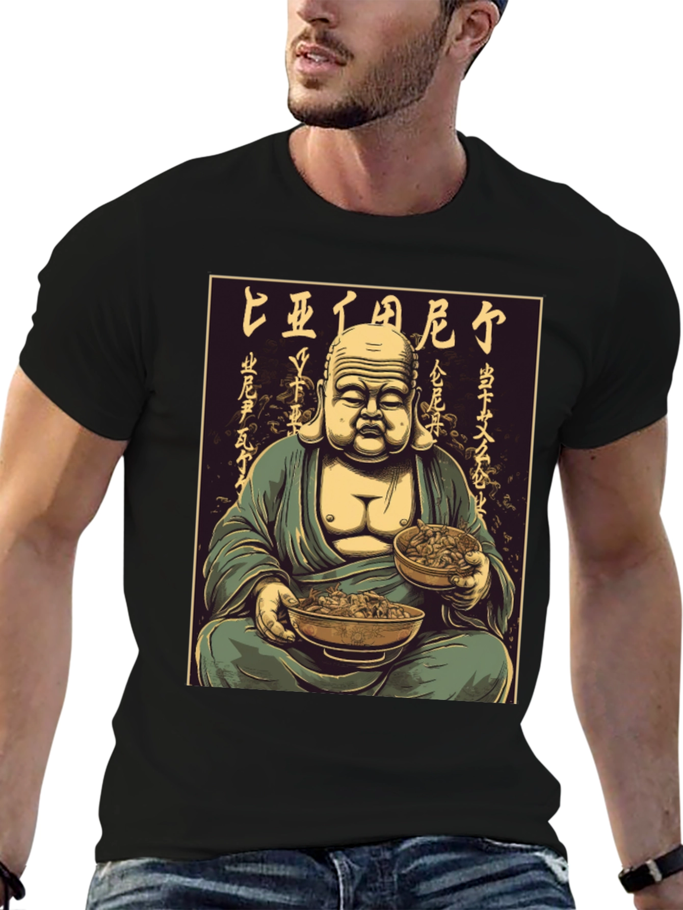 Buddha Bowl T-Shirt - Meditating Monk Graphic Tee