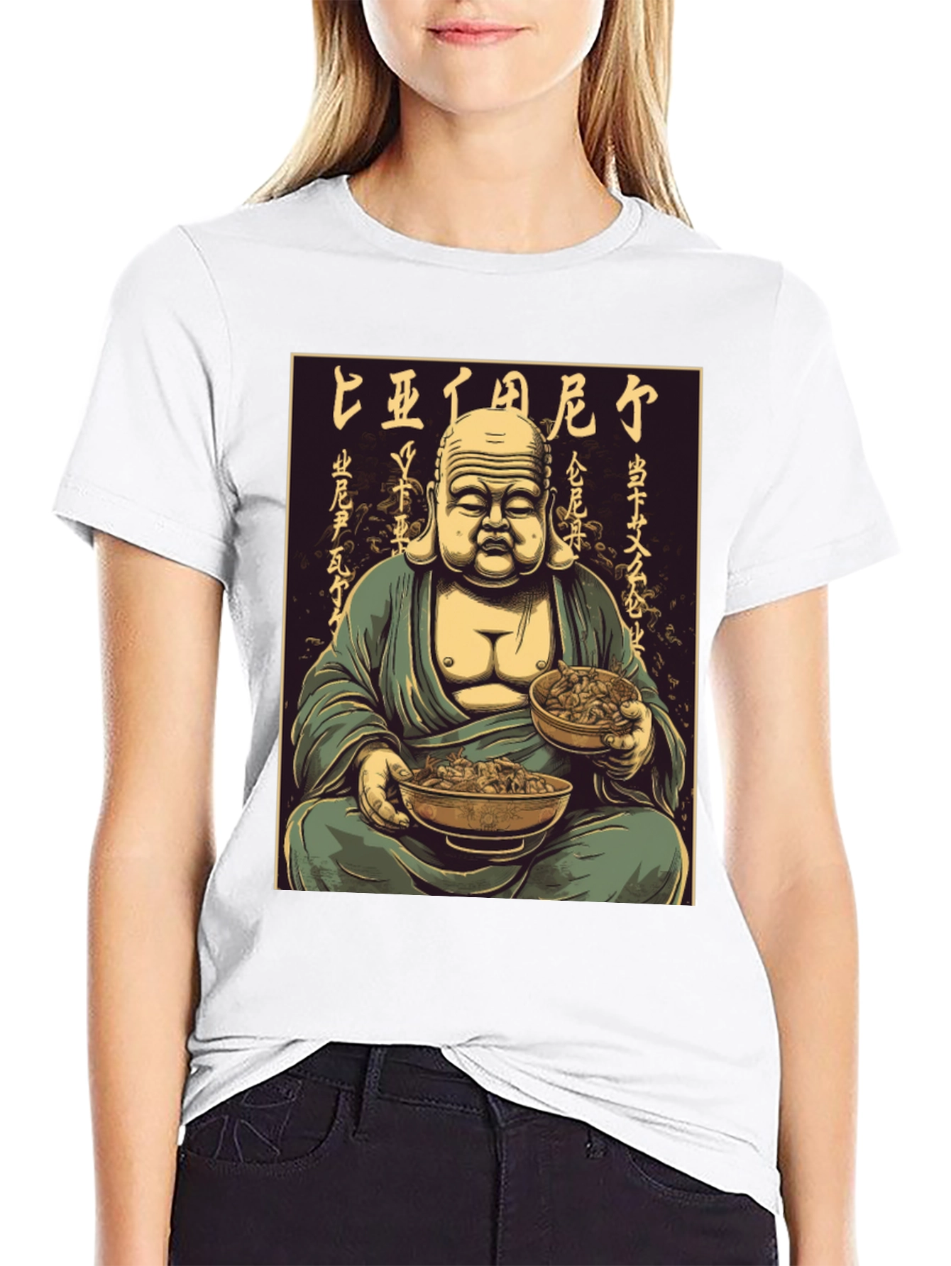 Buddha Bowl T-Shirt - Meditating Monk Graphic Tee