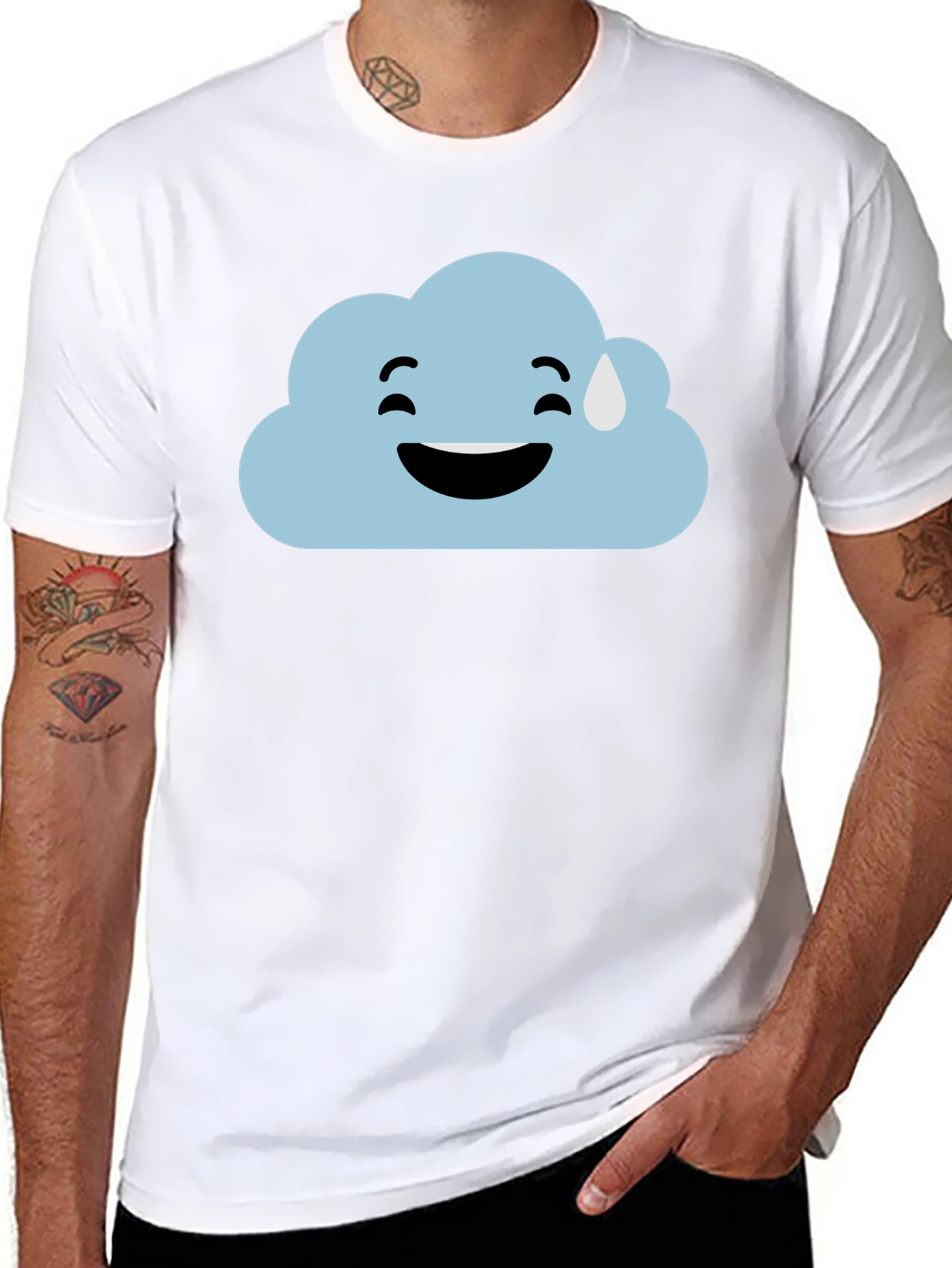 Cloud Emoji Graphic Tee - Black Cotton T-Shirt