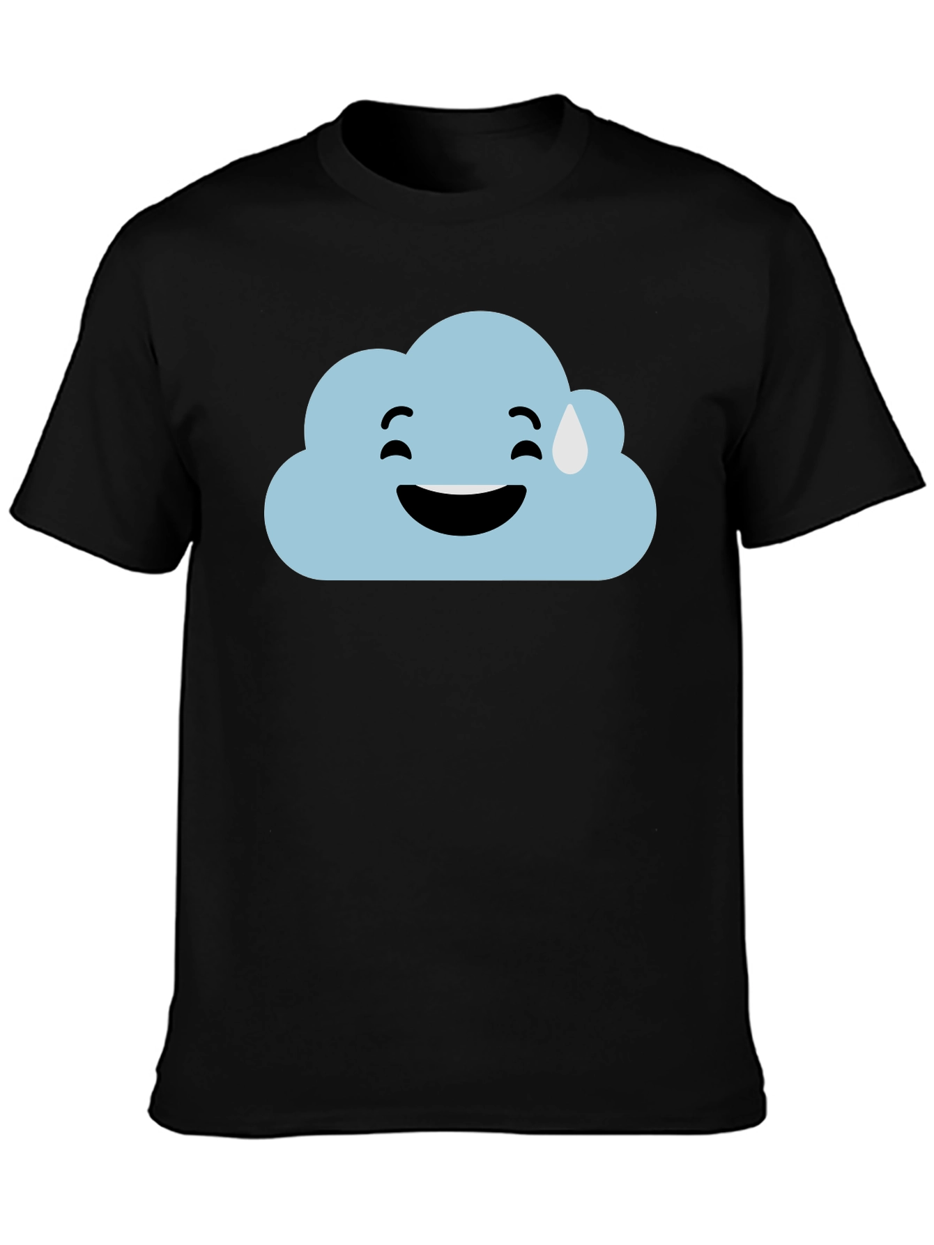 Cloud Emoji Graphic Tee - Black Cotton T-Shirt