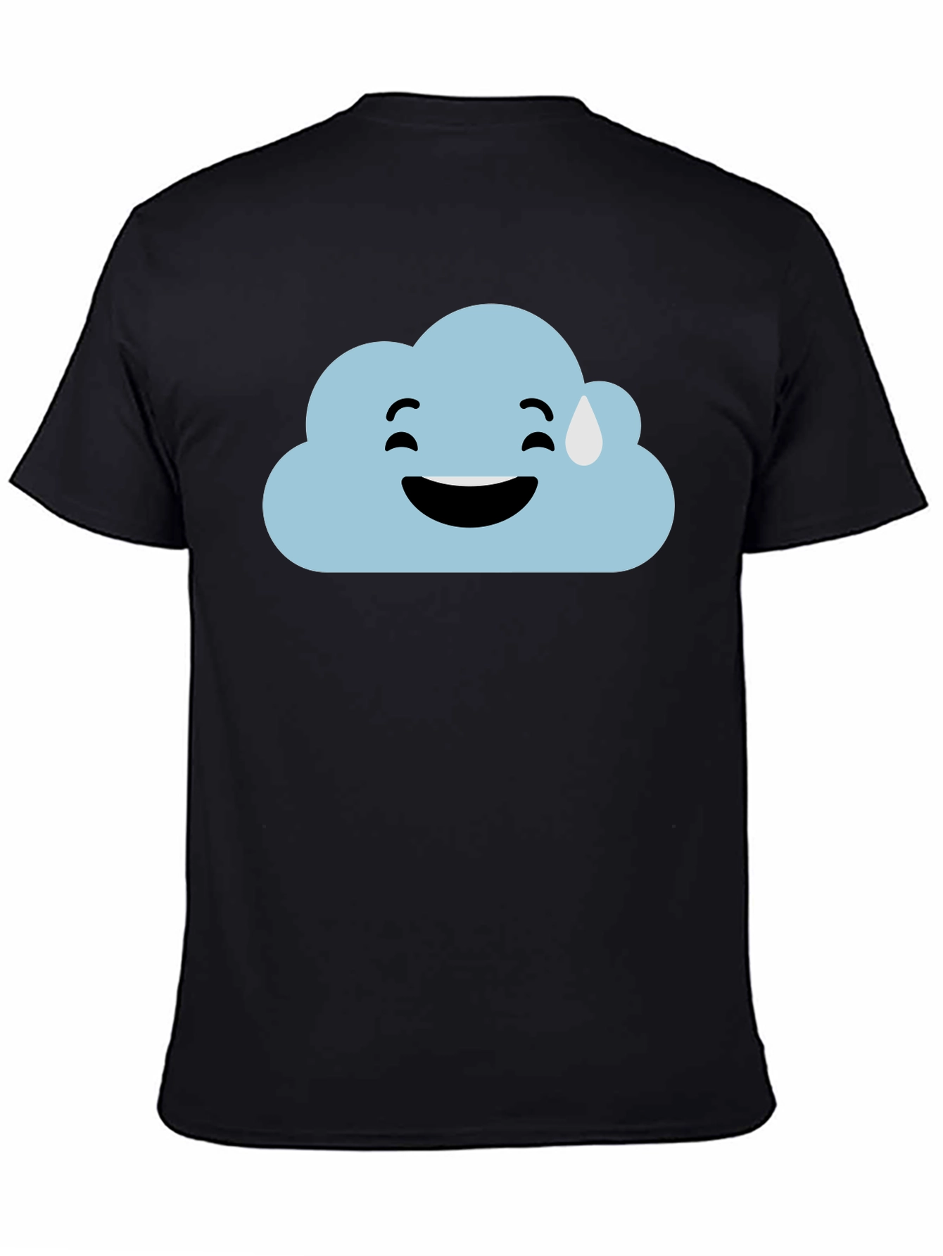Cloud Emoji Graphic Tee - Black Cotton T-Shirt