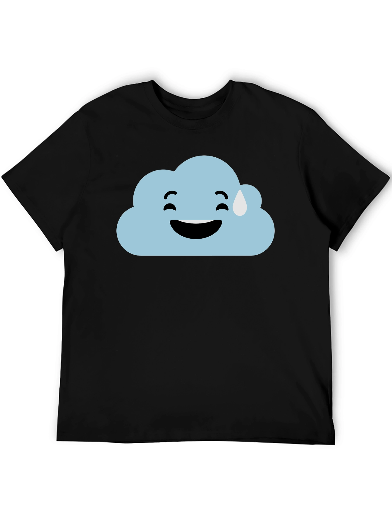 Cloud Emoji Graphic Tee - Black Cotton T-Shirt