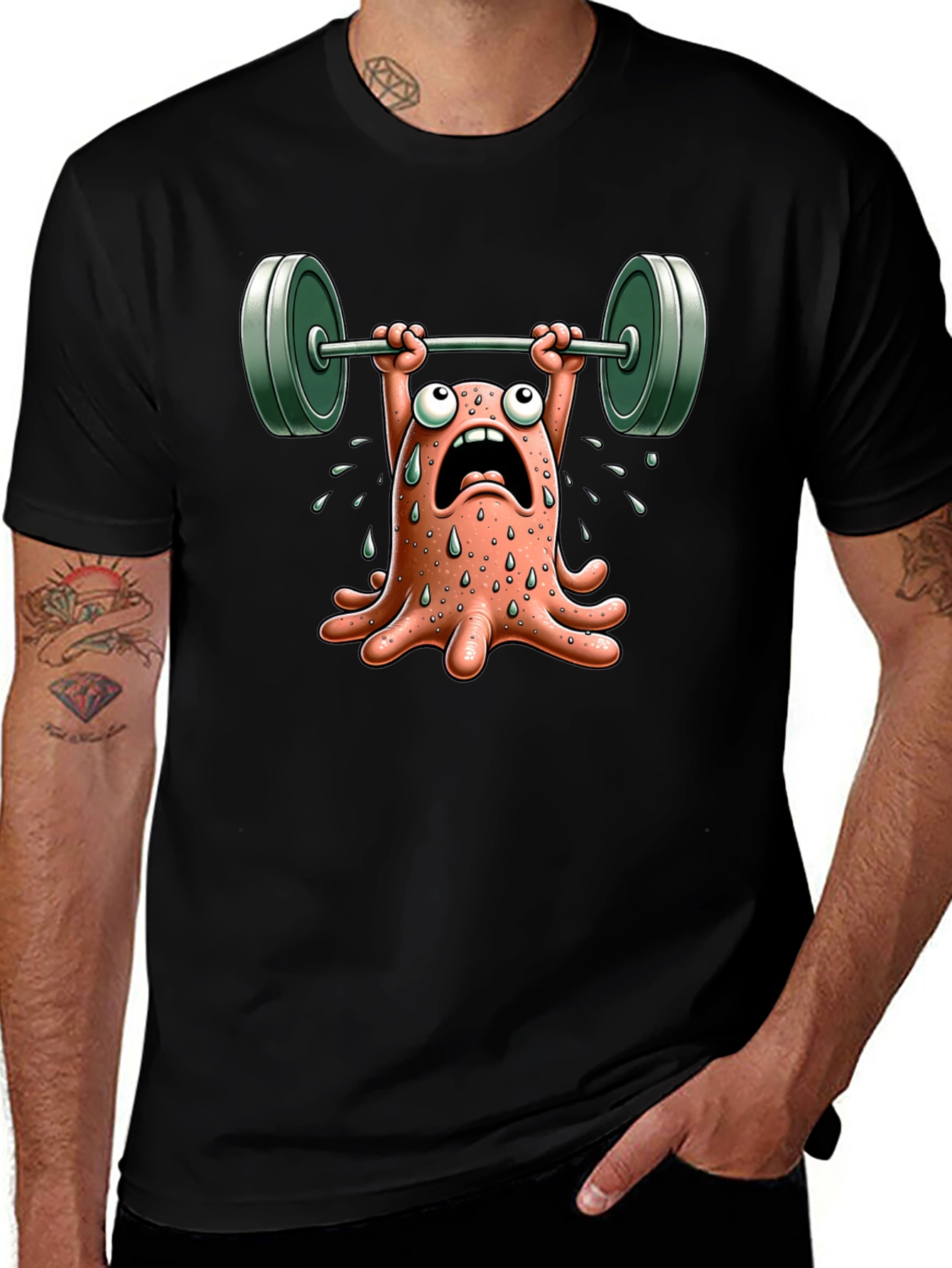 Weightlifting Octopus Graphic T-Shirt - Black