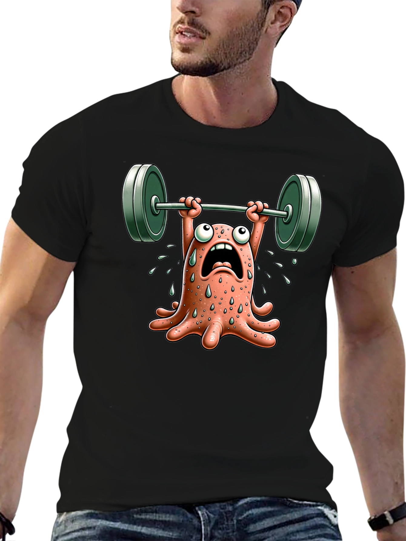 Weightlifting Octopus Graphic T-Shirt - Black