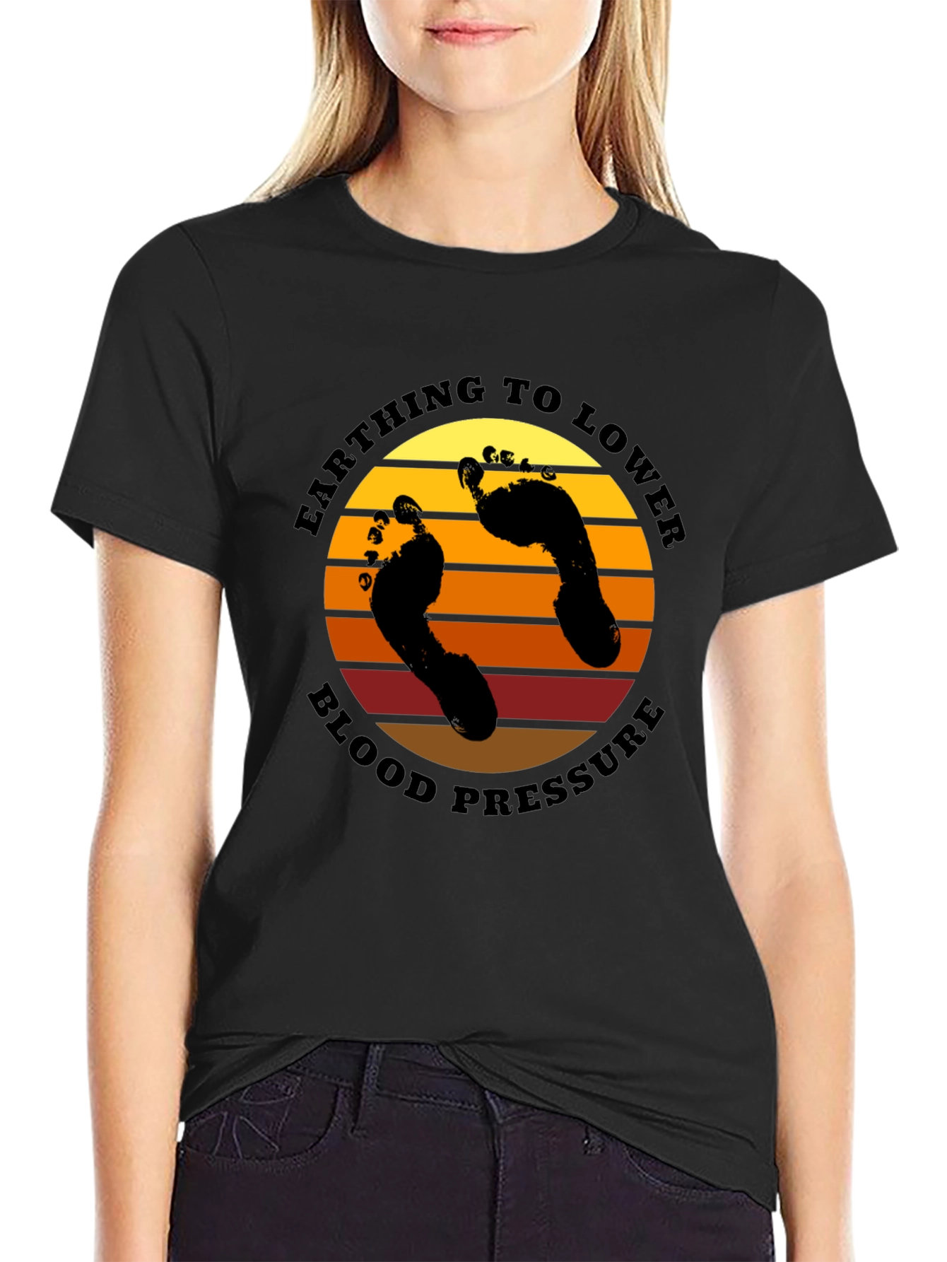 Earthing to Lower Blood Pressure Black T-Shirt