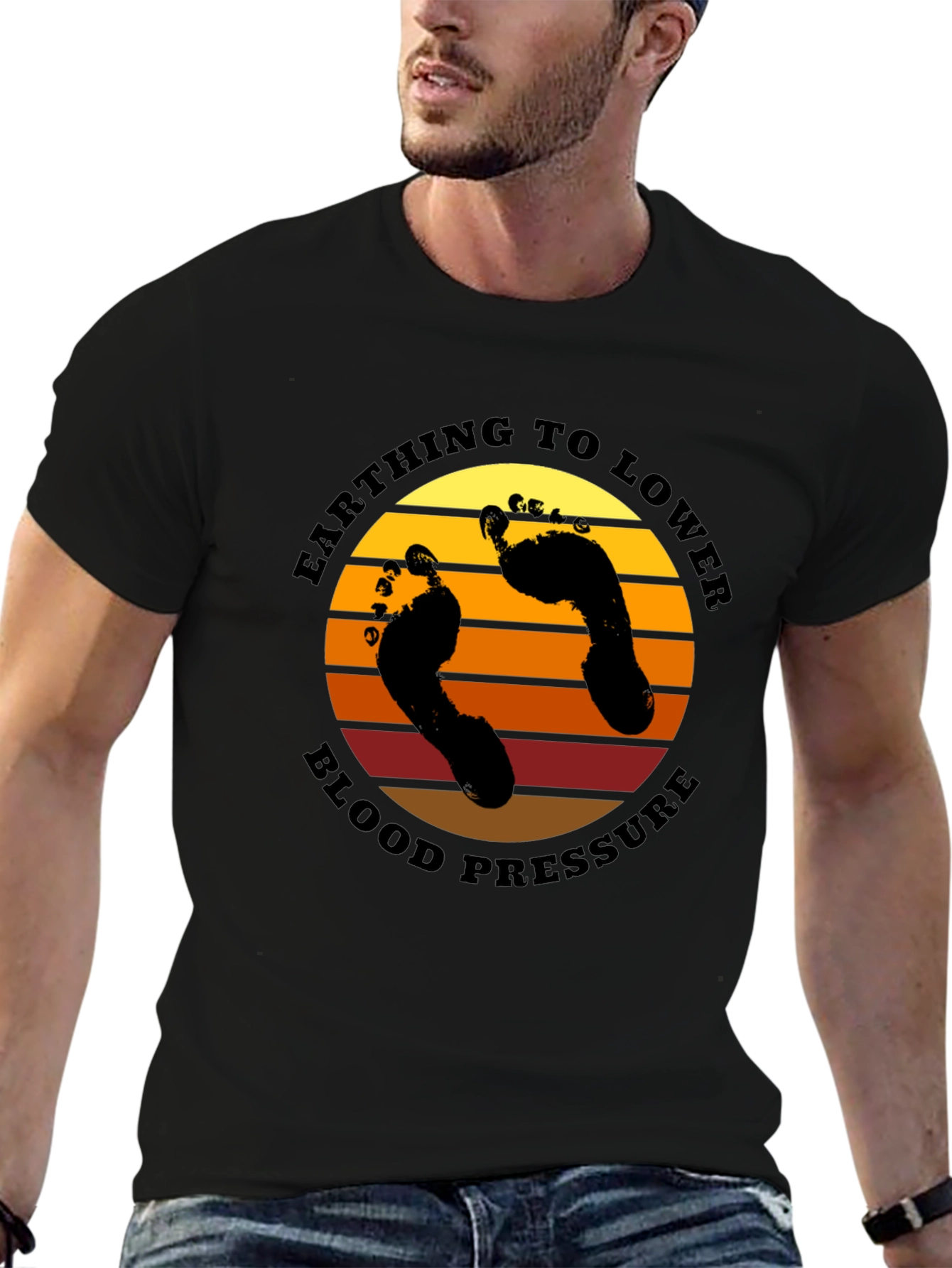 Earthing to Lower Blood Pressure Black T-Shirt