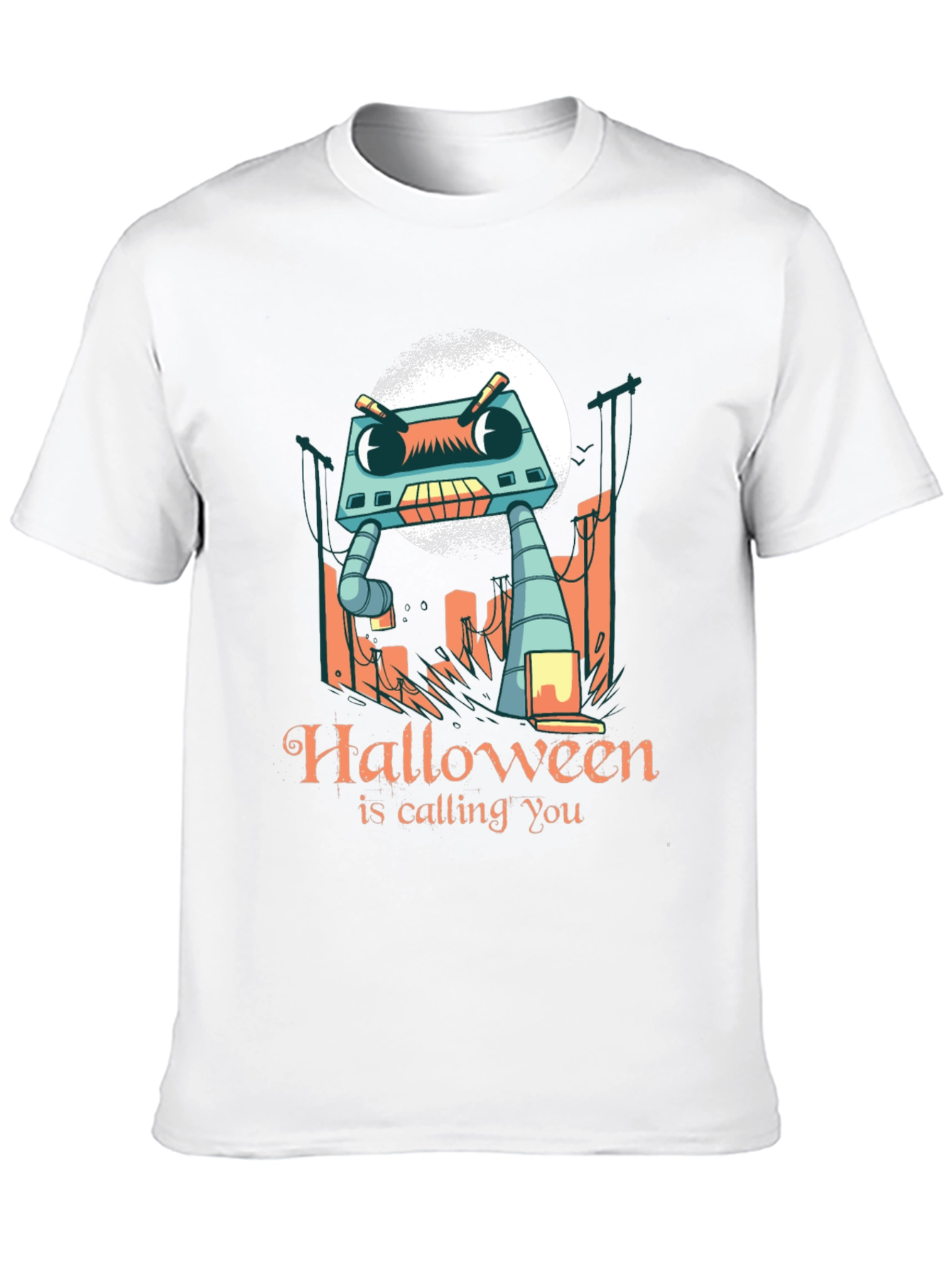 Halloween Robot T-Shirt - Spooky Season Style